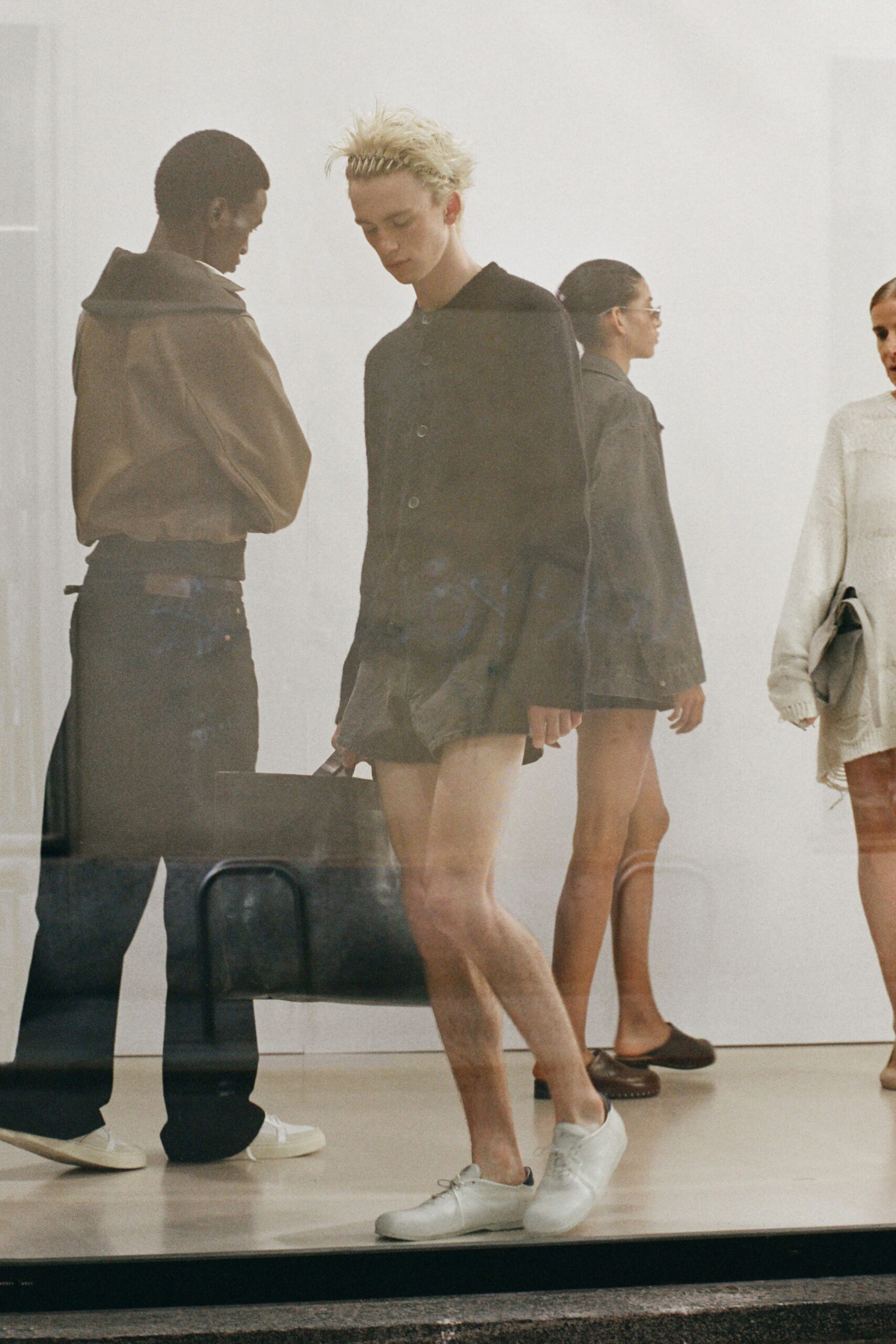 brown cotton long-sleeve collared oversized jacket