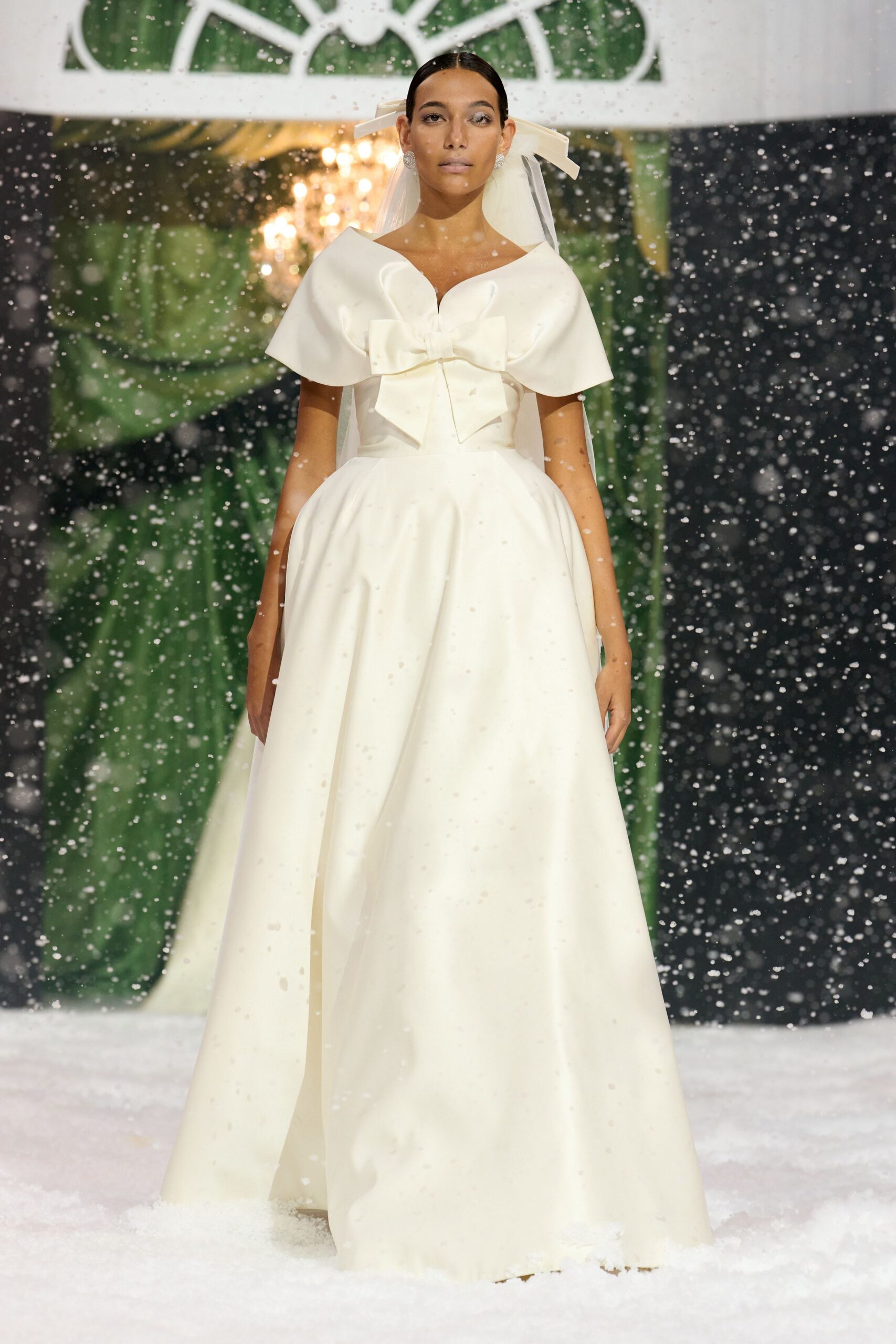white silk fitted gown