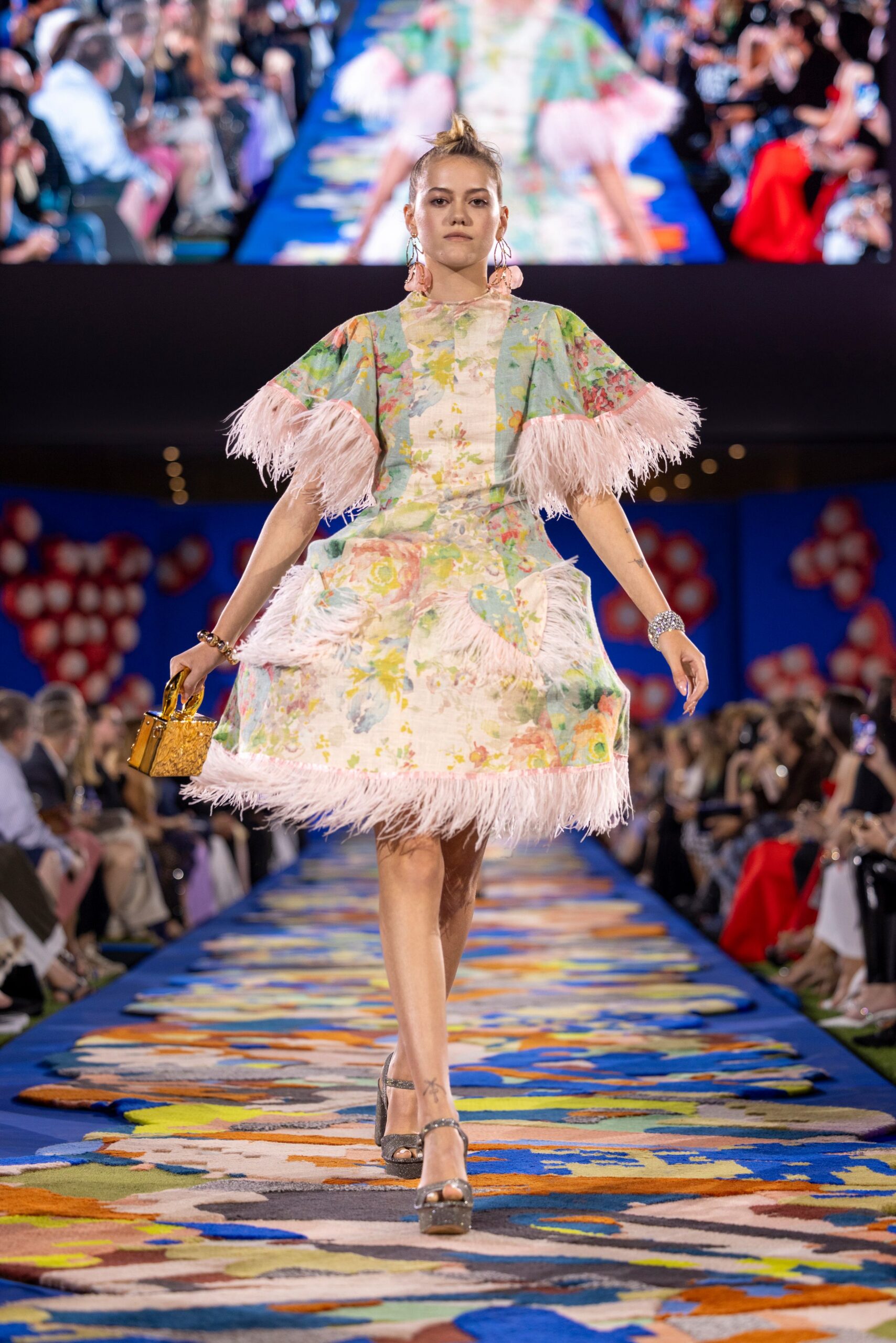 floral mini dress with fringes