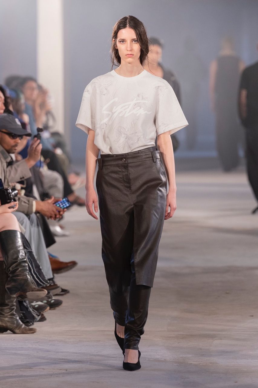 white relaxed t-shirt with black pants