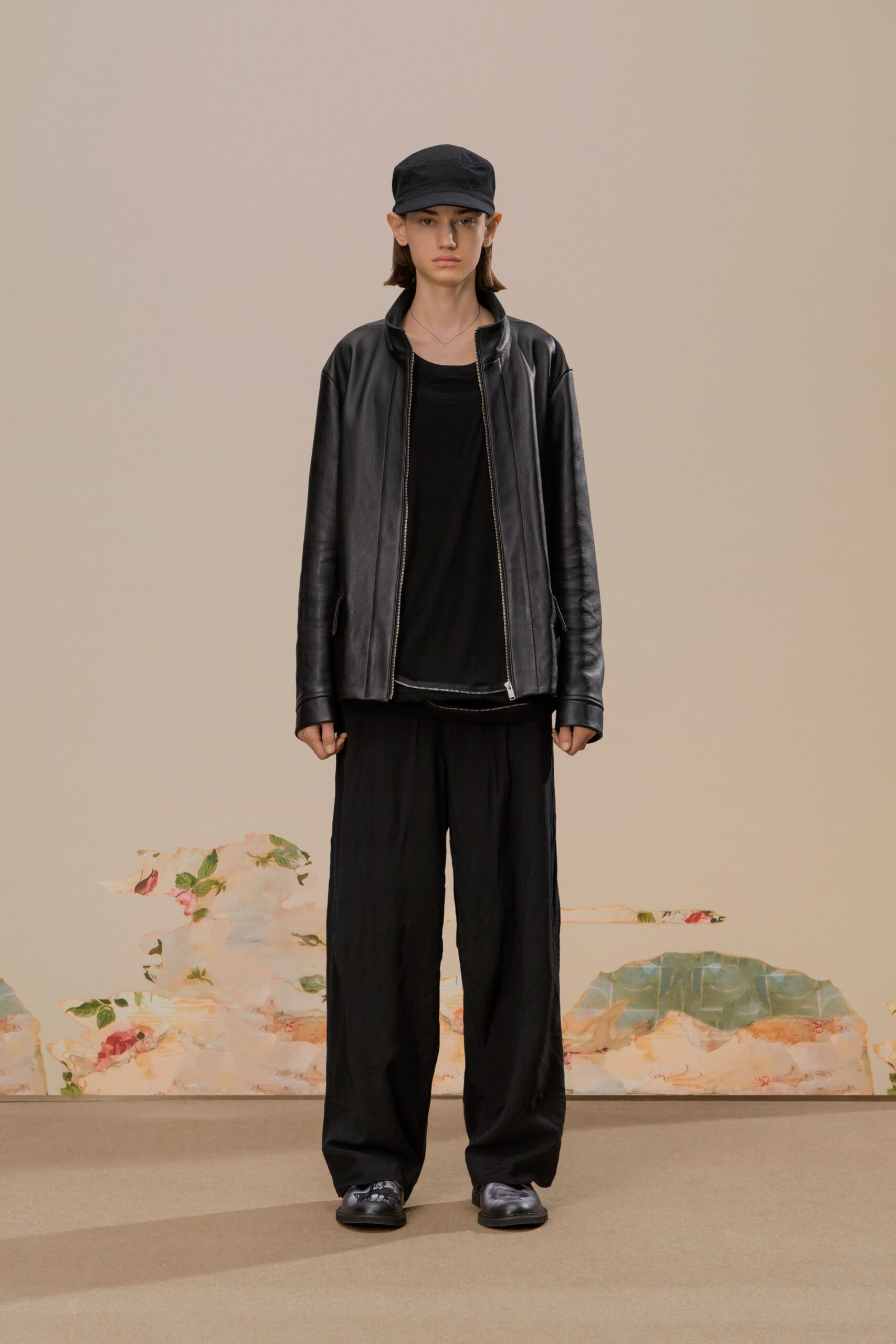 black leather jacket and pants outfit