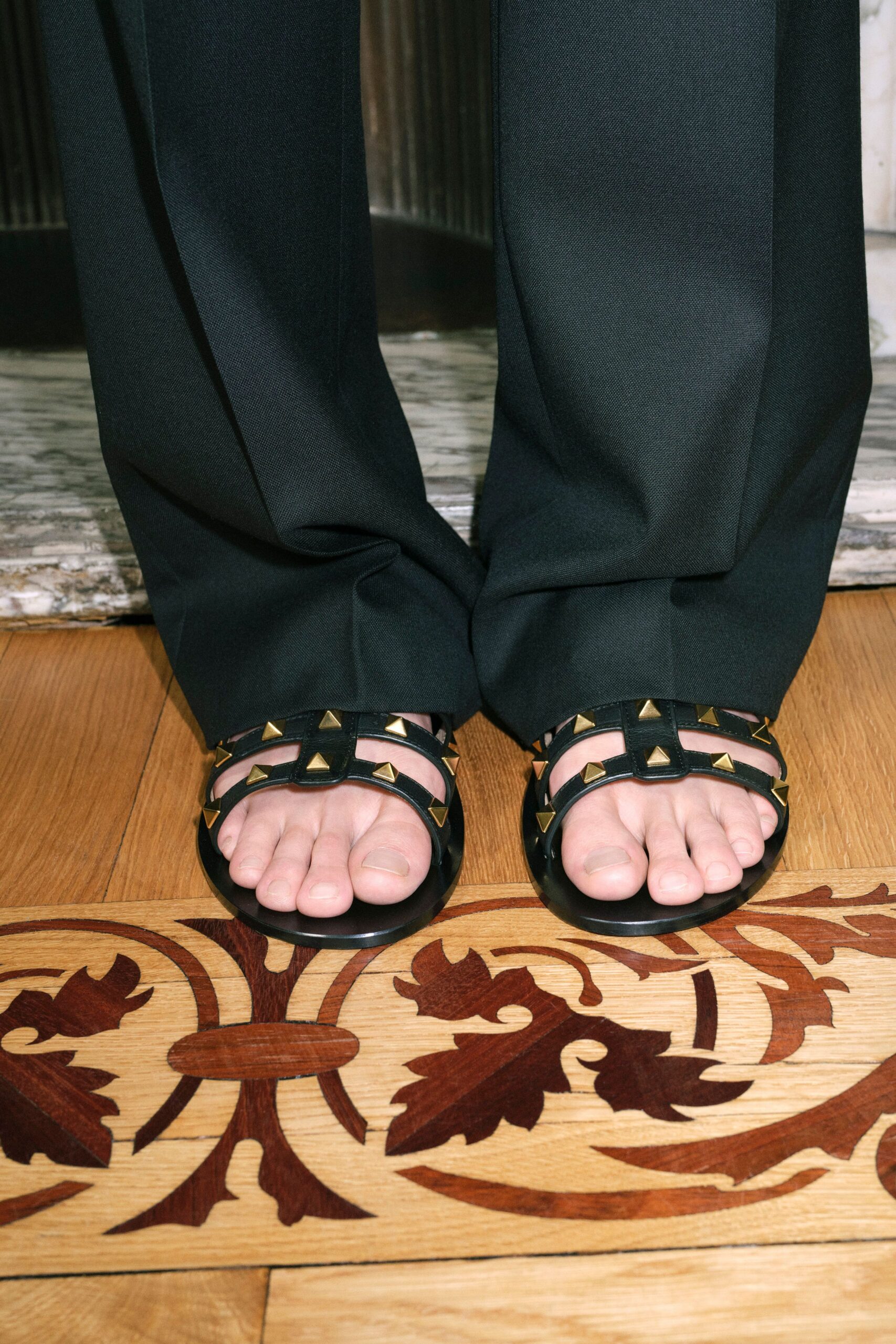 black spiked sandals