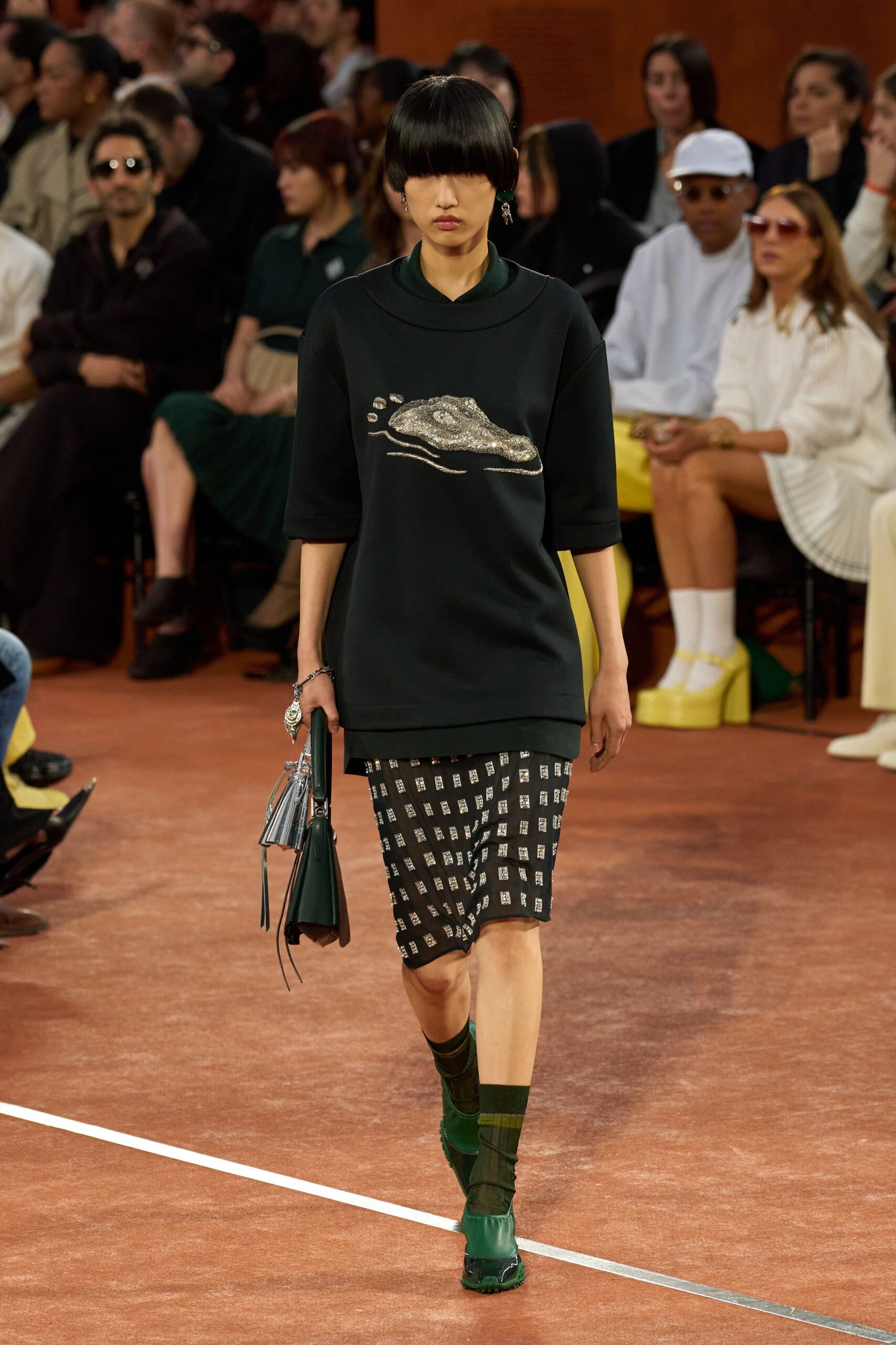black fitted top and pencil skirt