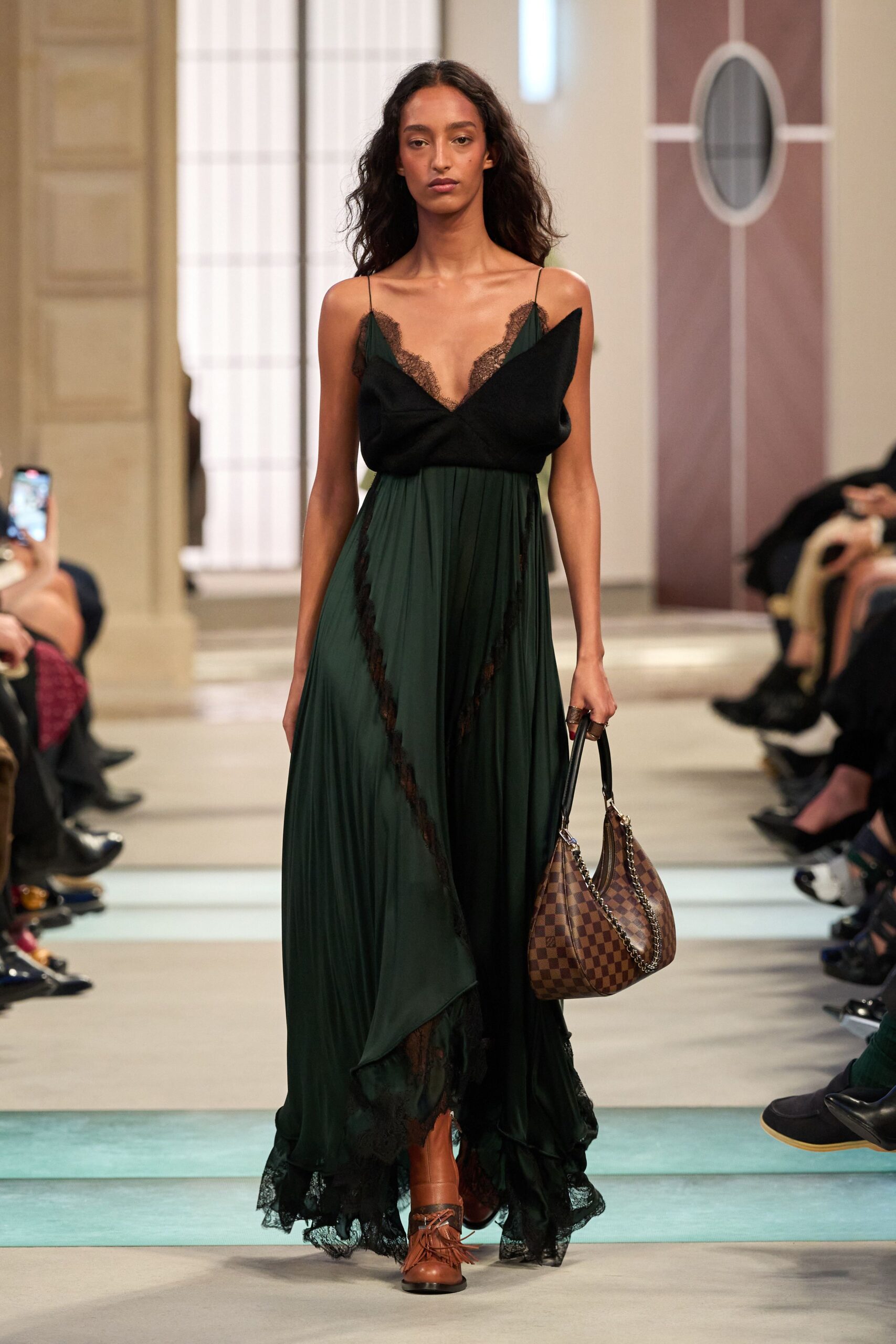 green silk maxi dress