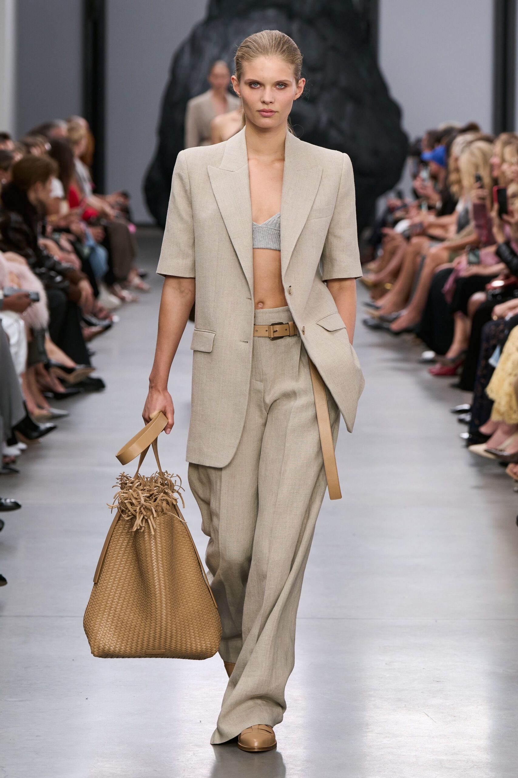 beige tailored blazer and pants