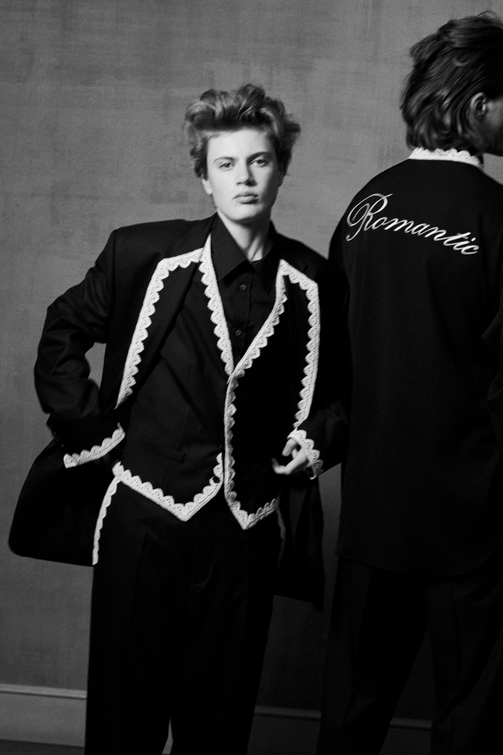black and white tailored blazer with shirt