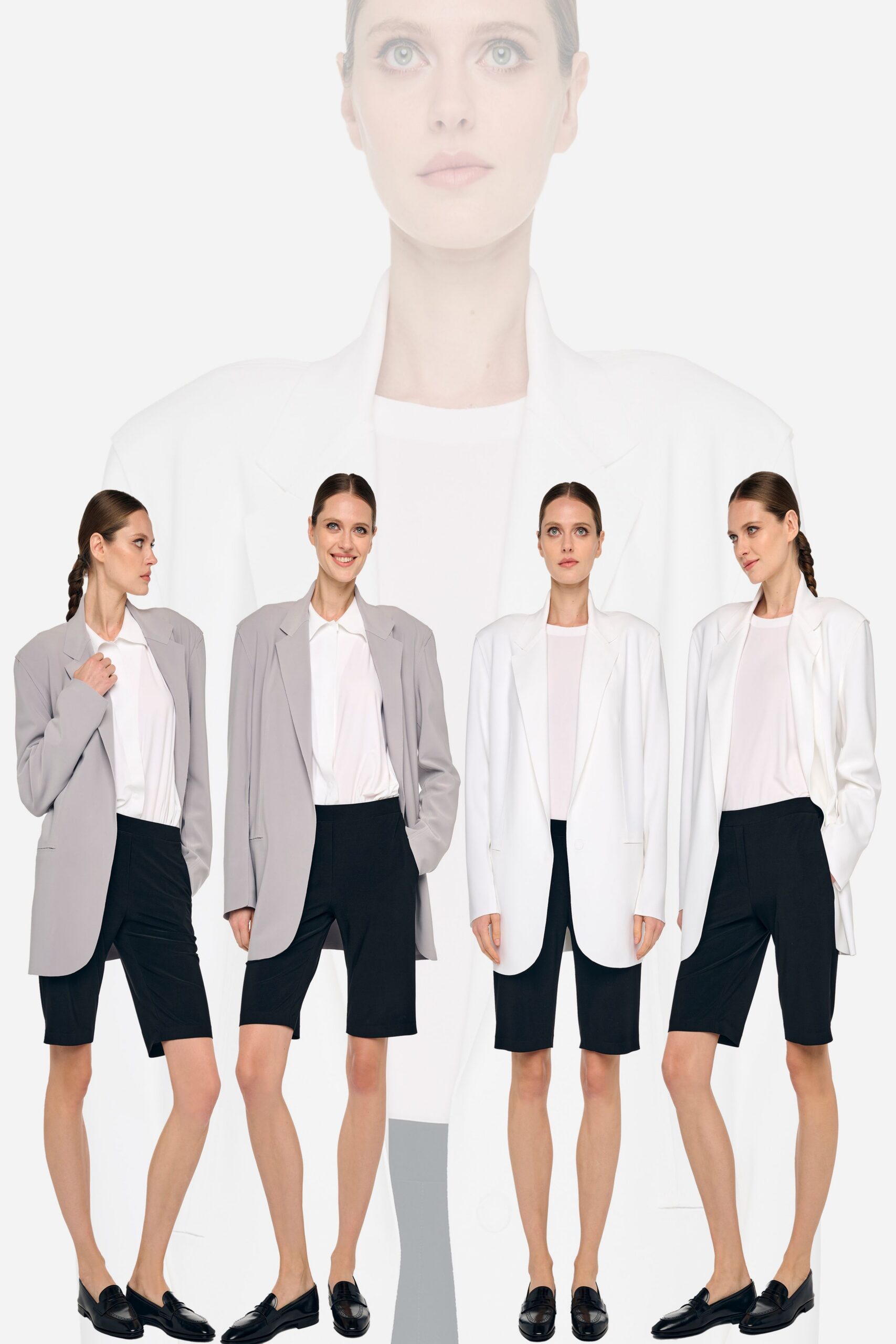 relaxed blazers with fitted top and shorts