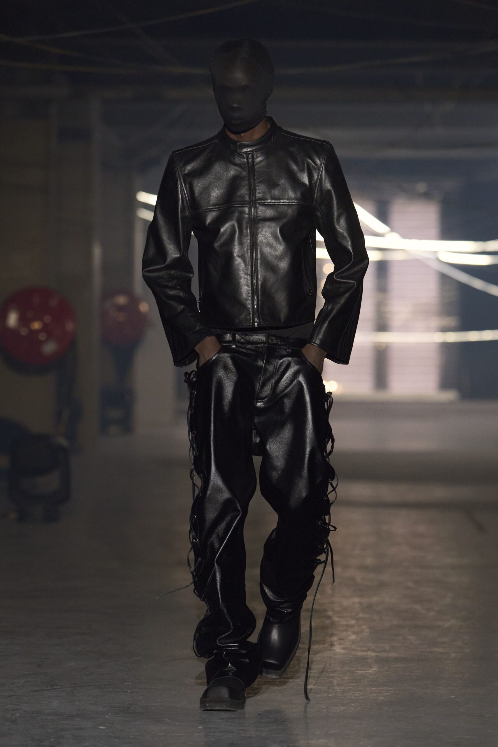 black leather jacket and pants