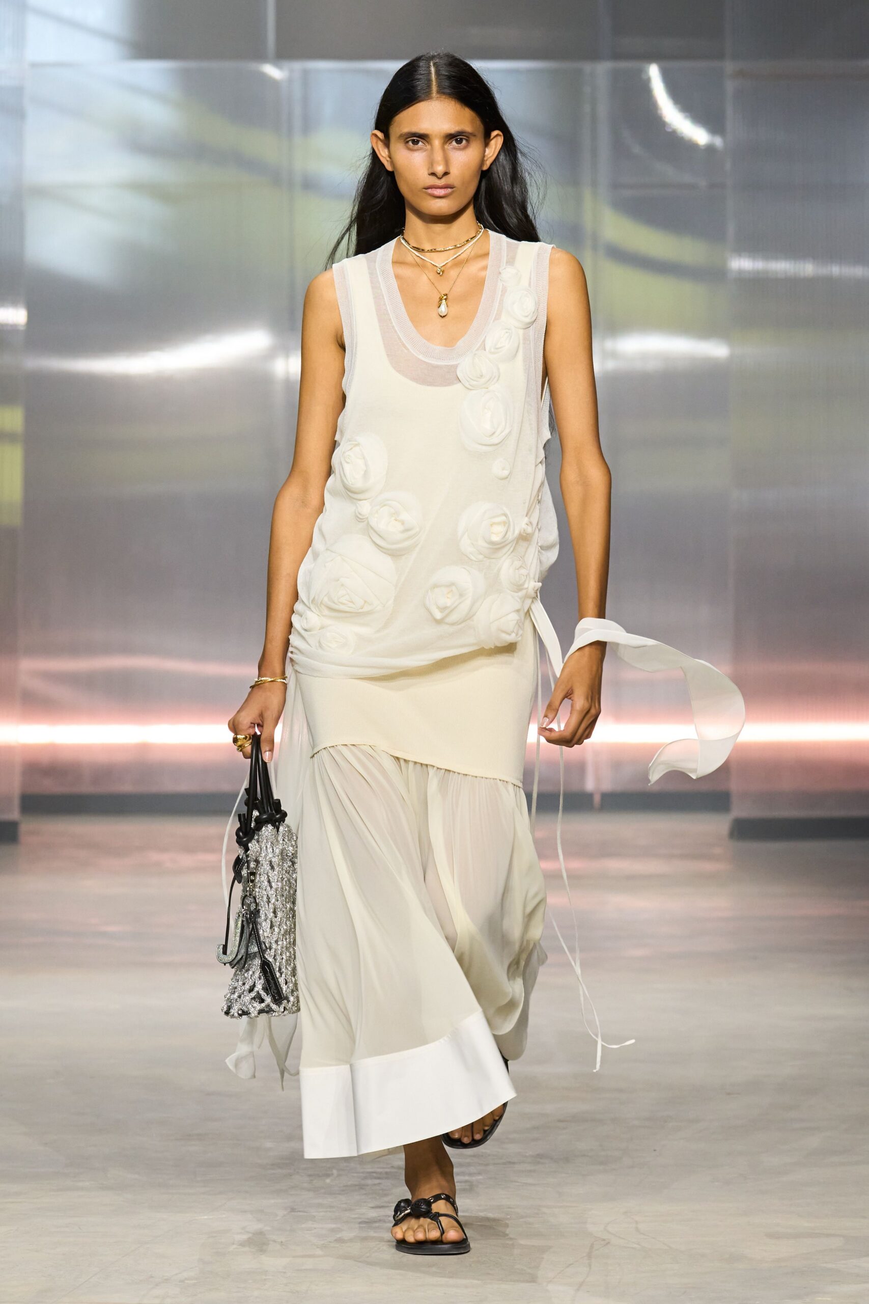 white layered midi dress