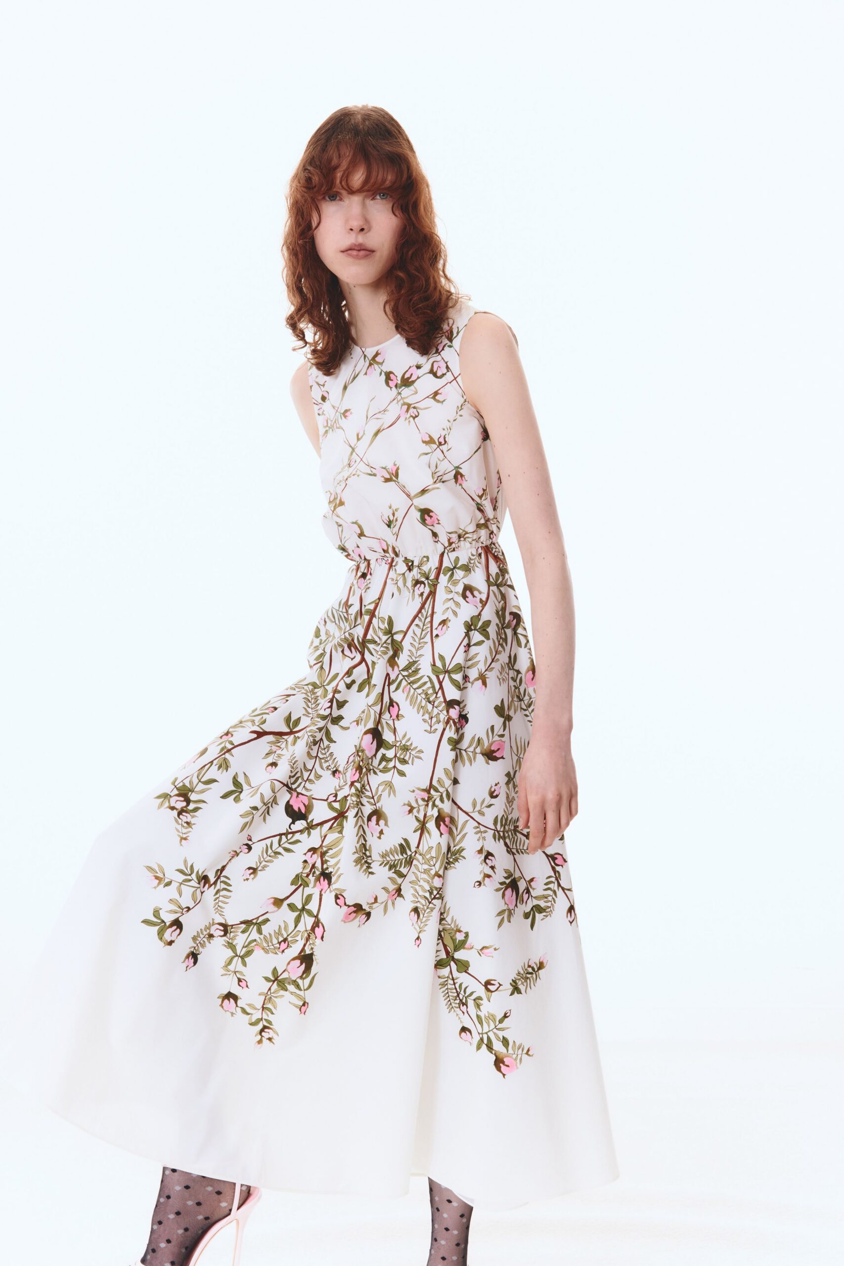 white floral midi dress