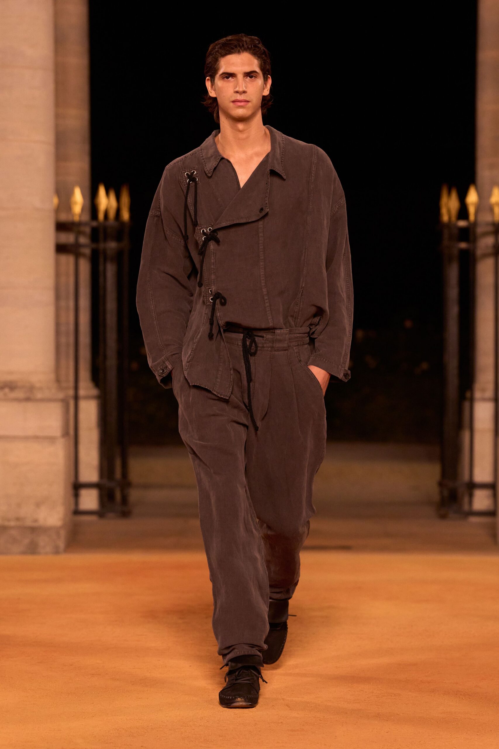 gray relaxed jacket and pants