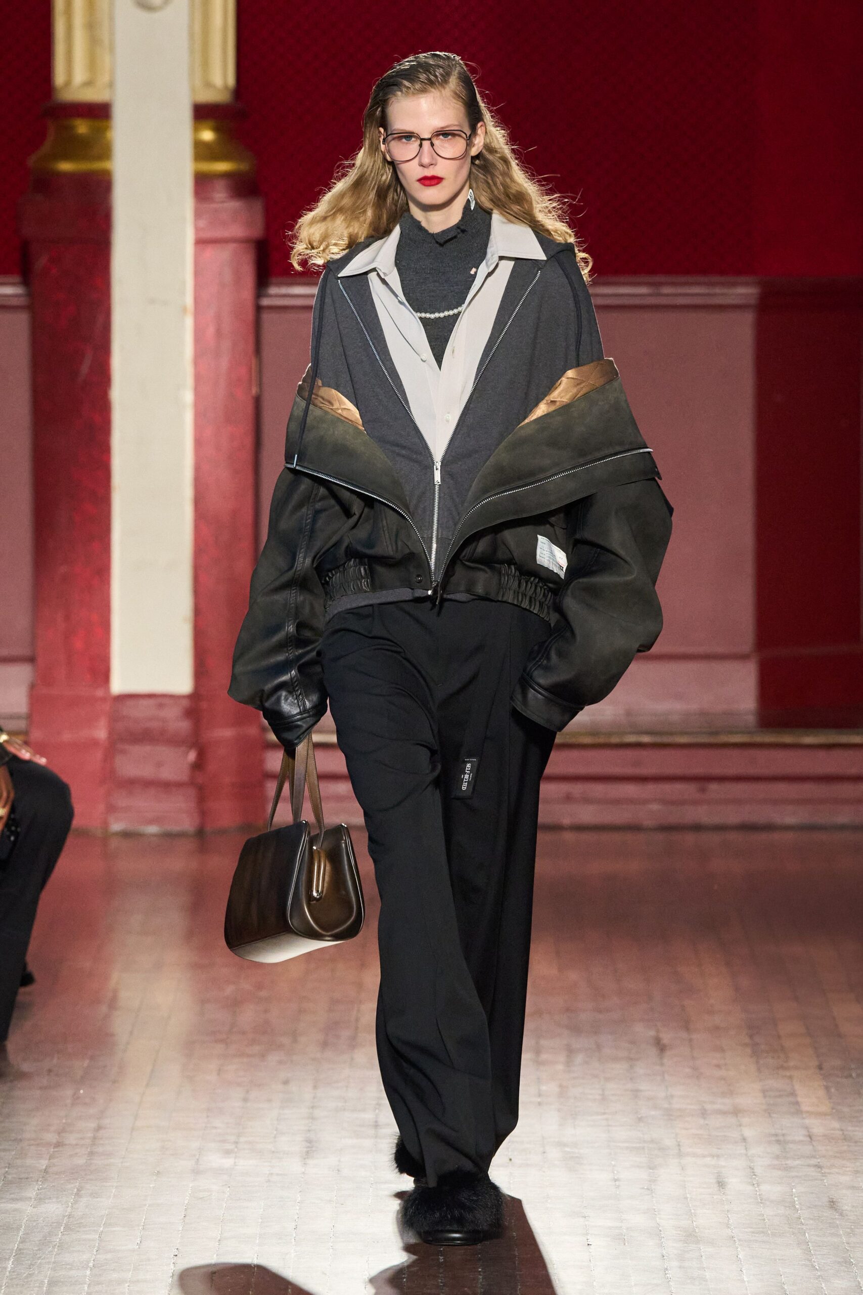 oversized black leather jacket
