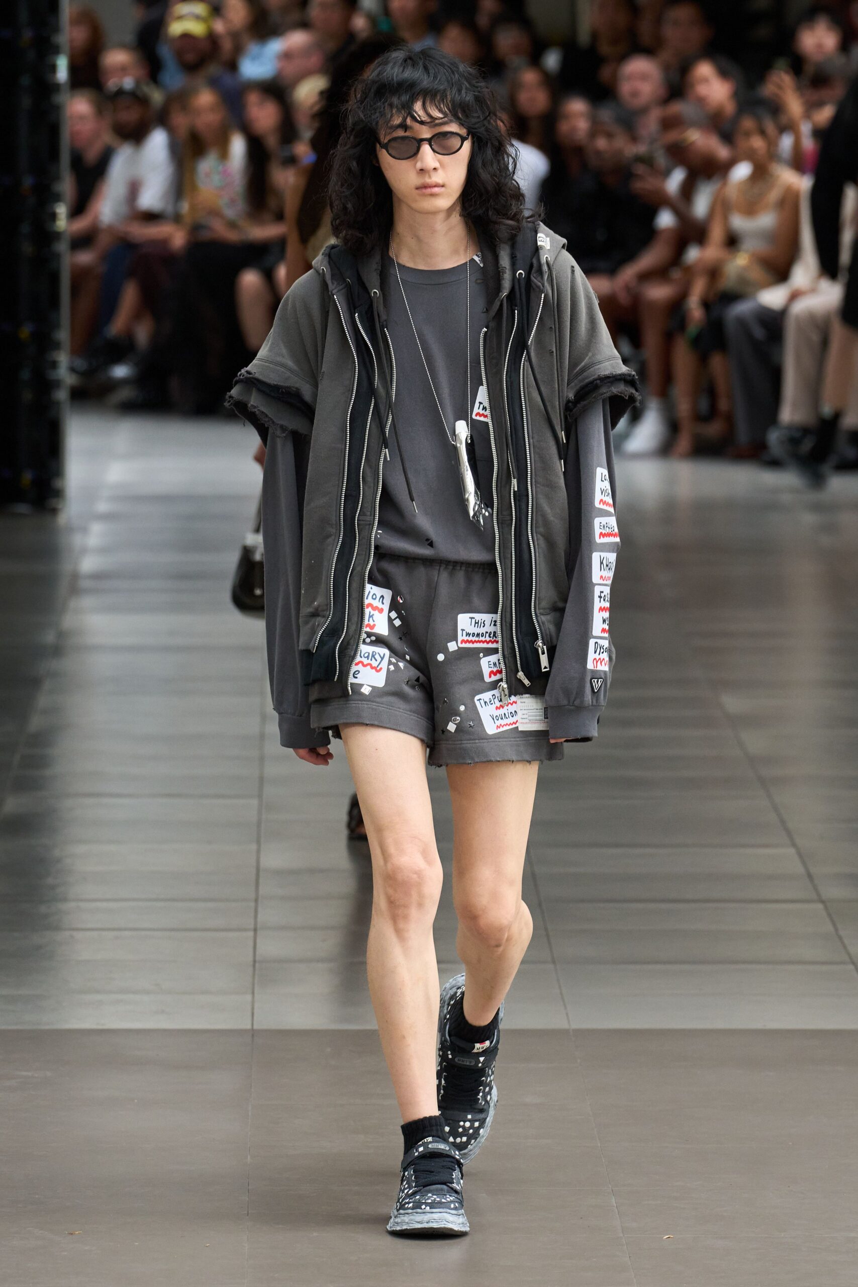gray hoodie with shorts