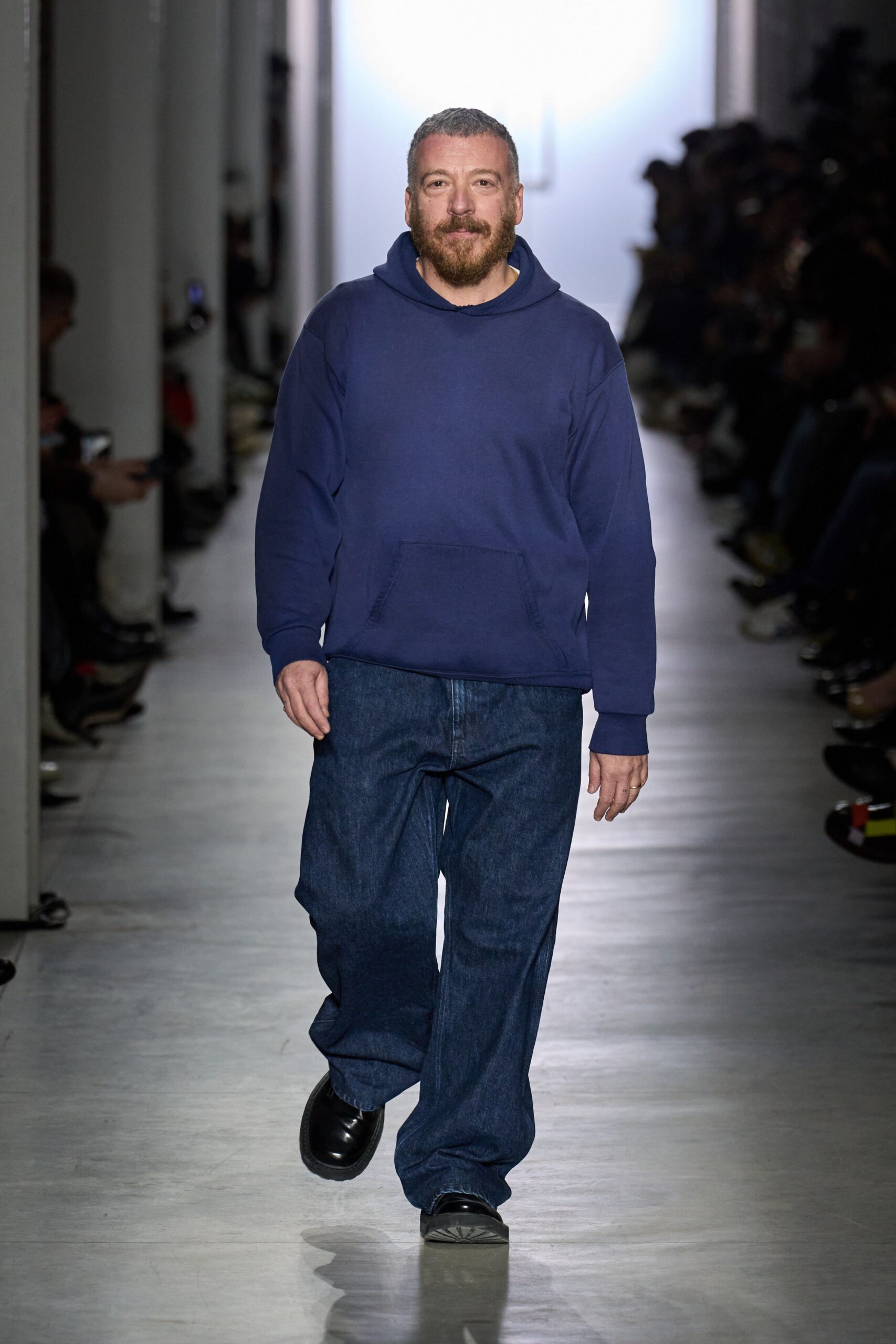 blue hoodie with denim pants