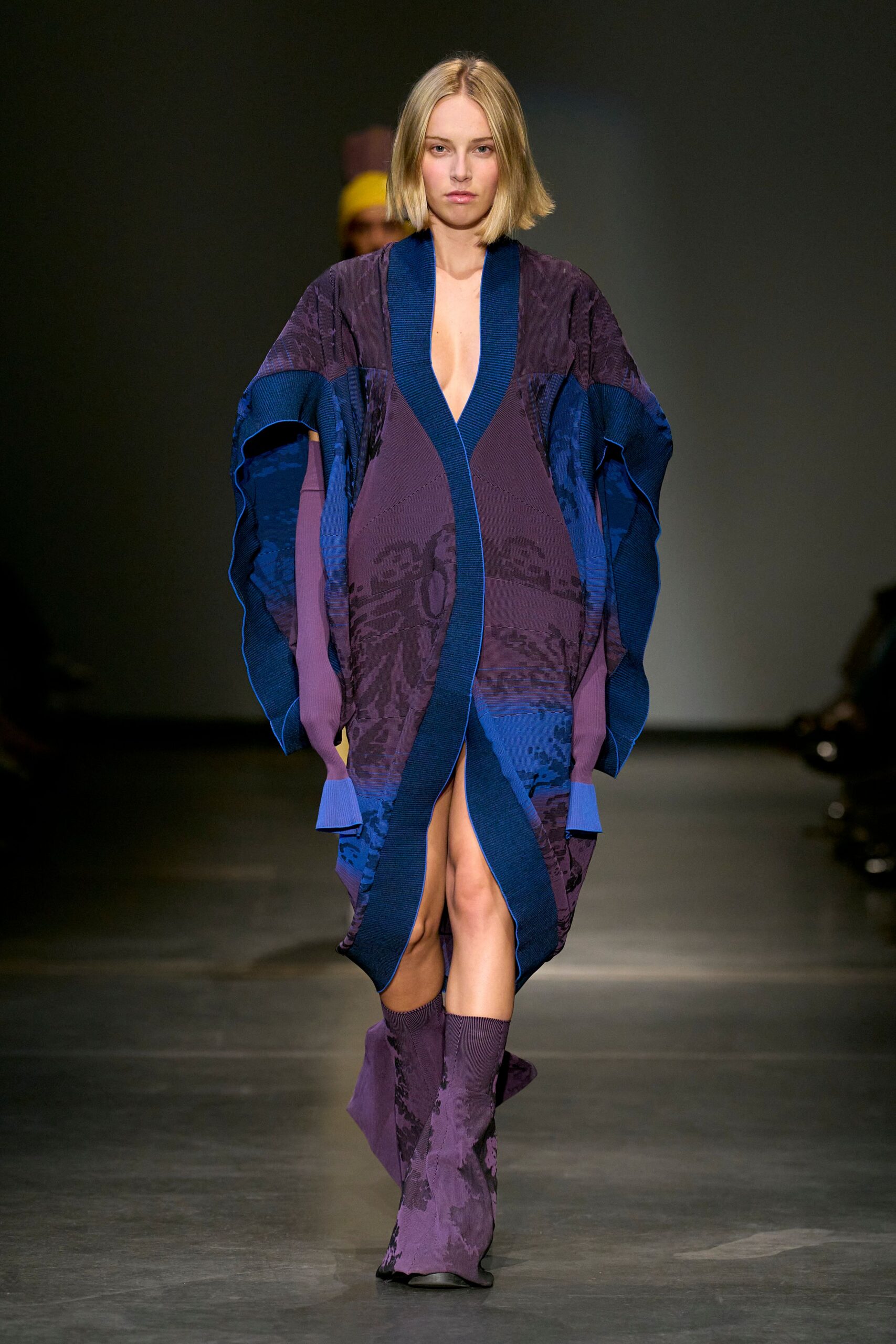 purple and blue relaxed midi dress