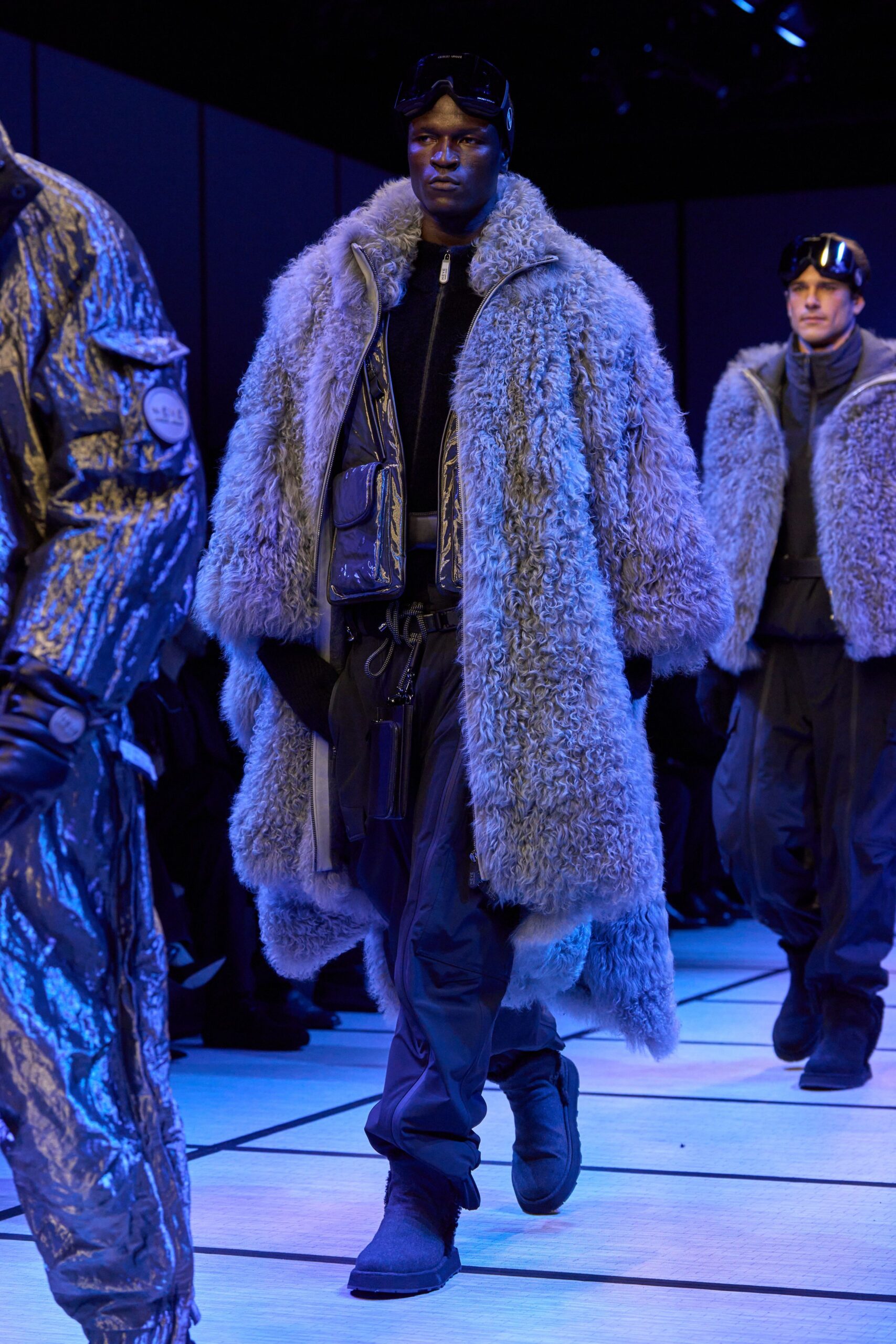 gray fur relaxed coat