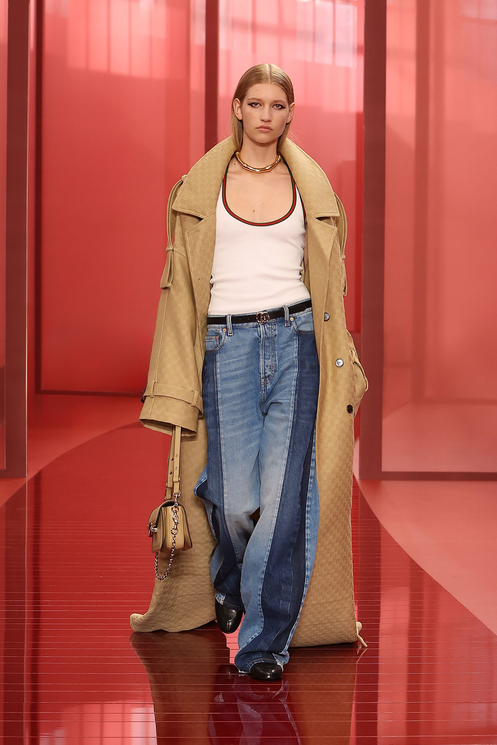 beige cotton long-sleeve collared oversized buttoned coat