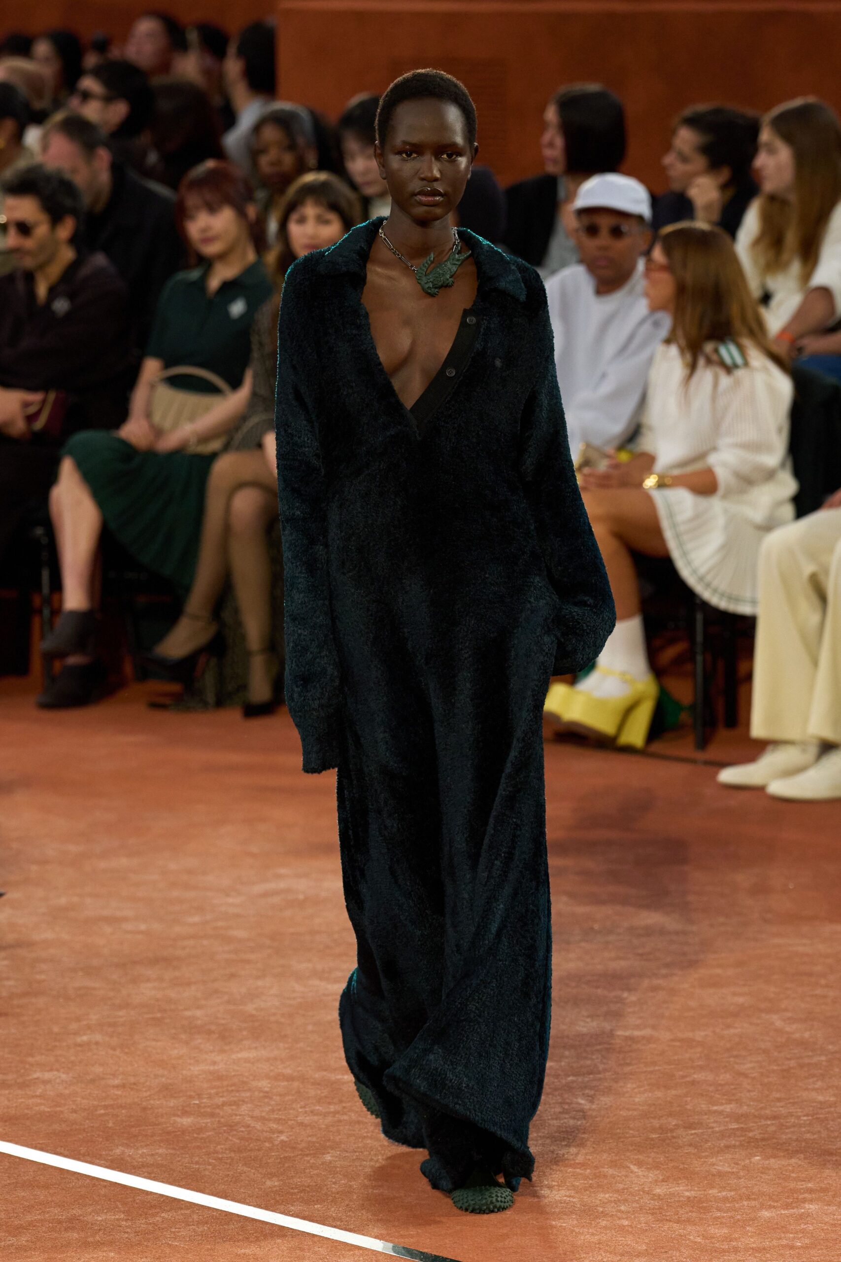 green velvet long-sleeve dress