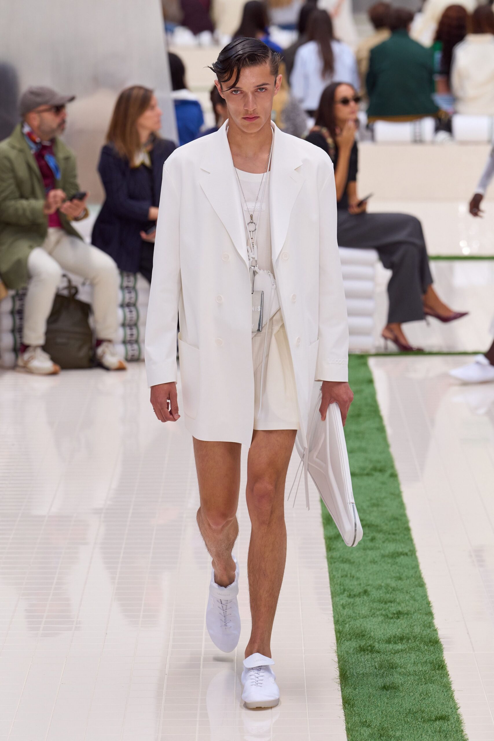 white tailored blazer with shorts