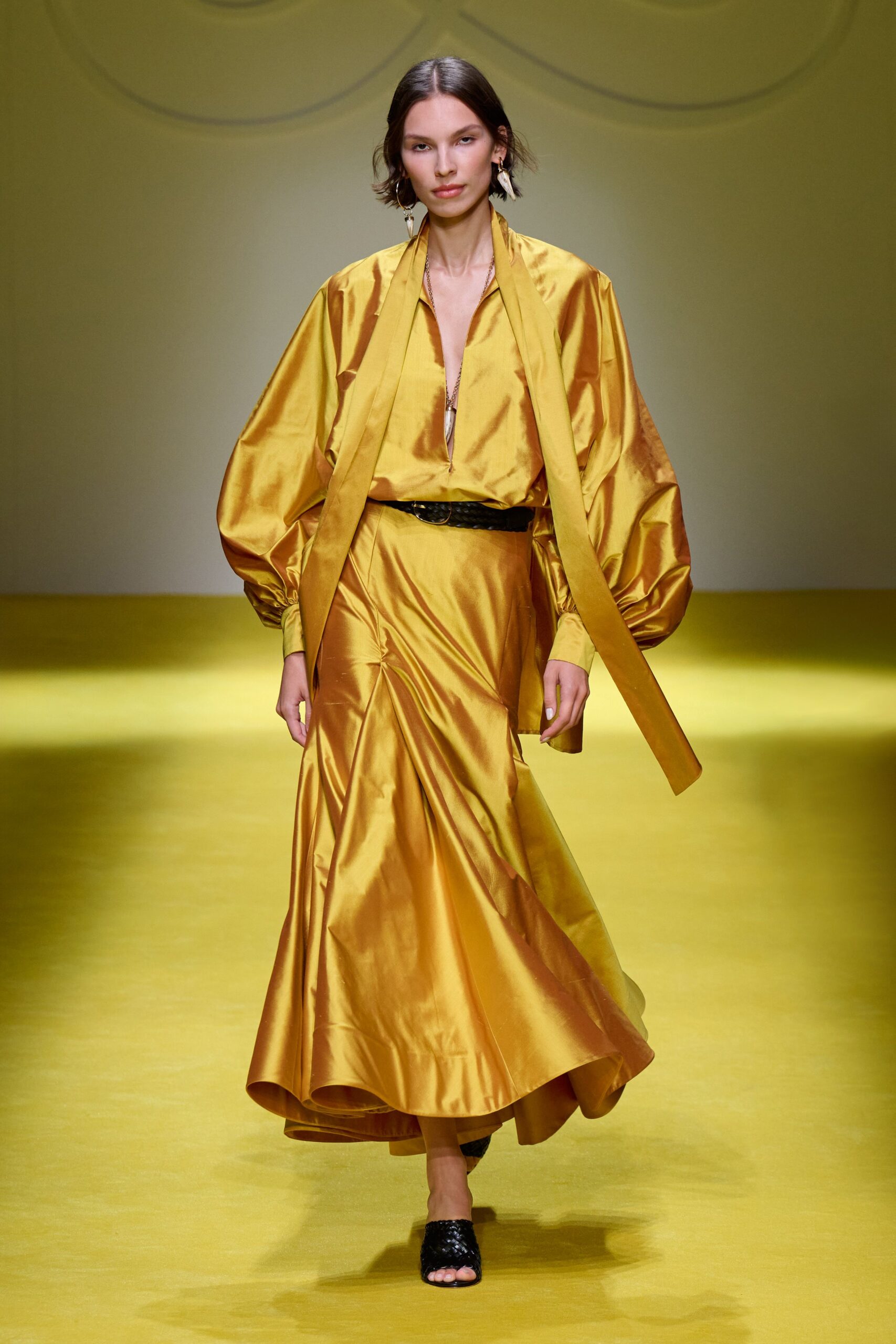 yellow silk maxi dress