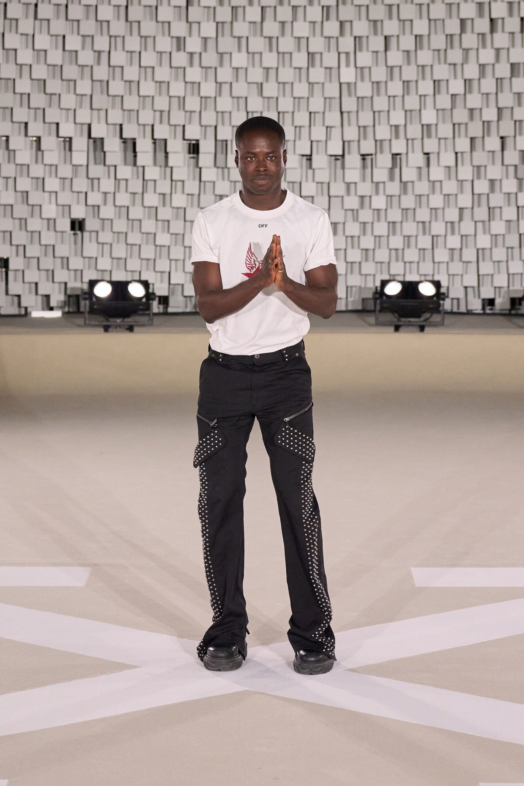 white t-shirt black pants