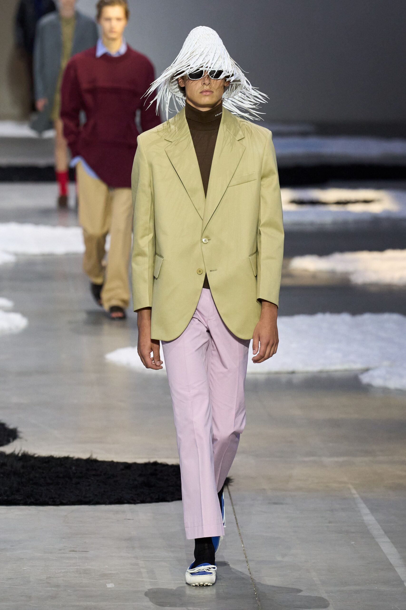 beige blazer with brown turtleneck