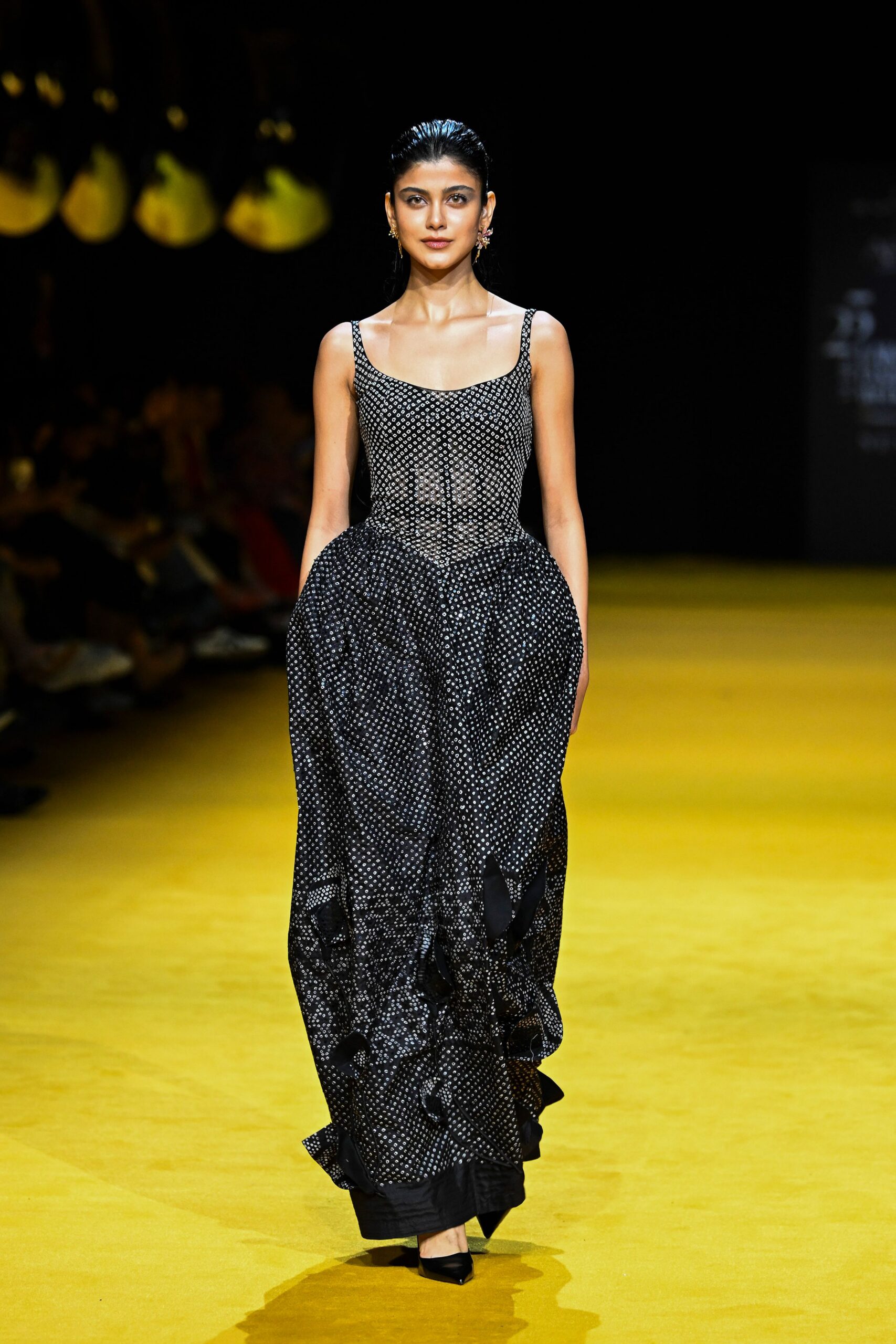 black and white pleated maxi dress