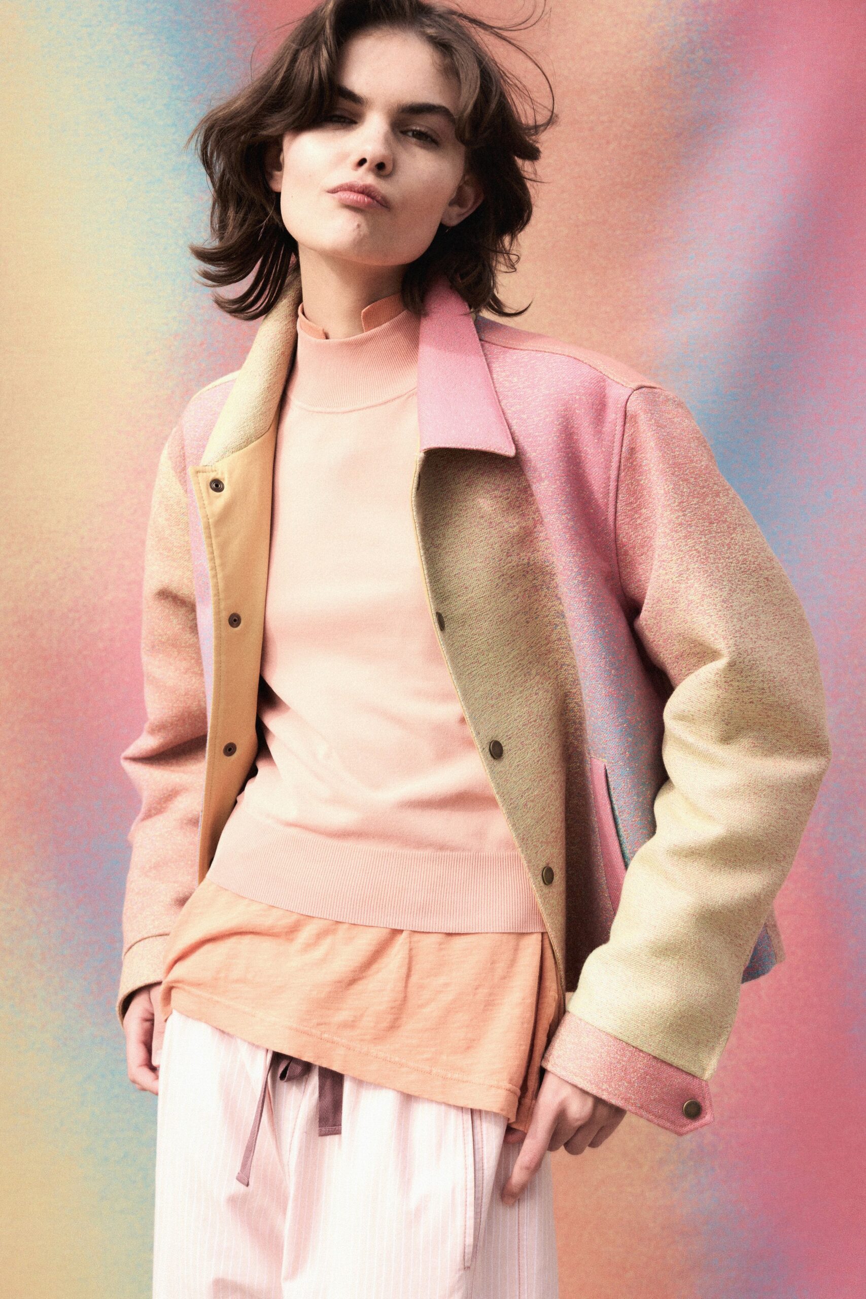 color-blocked jacket with top and pants