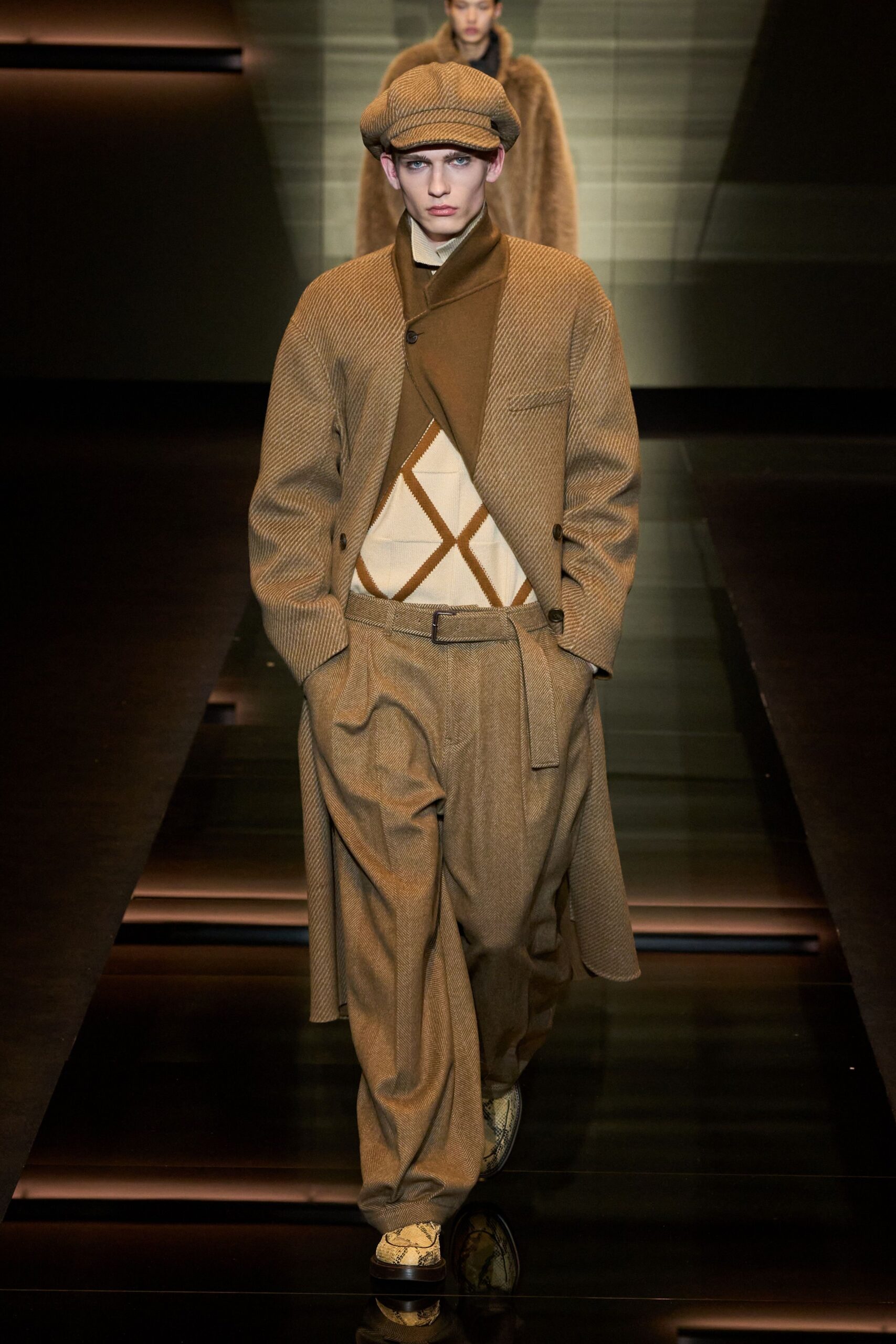 brown wool coat with cap