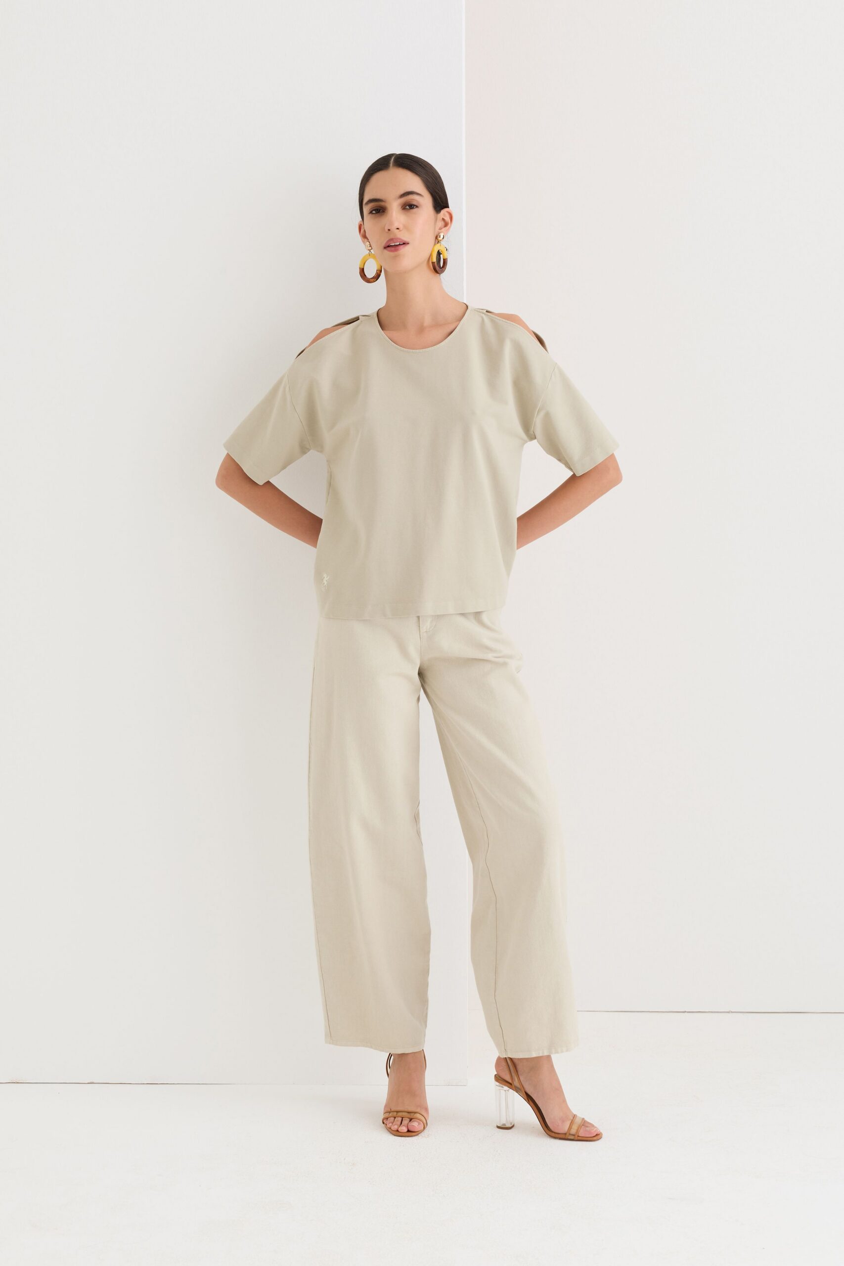 beige relaxed top and pants