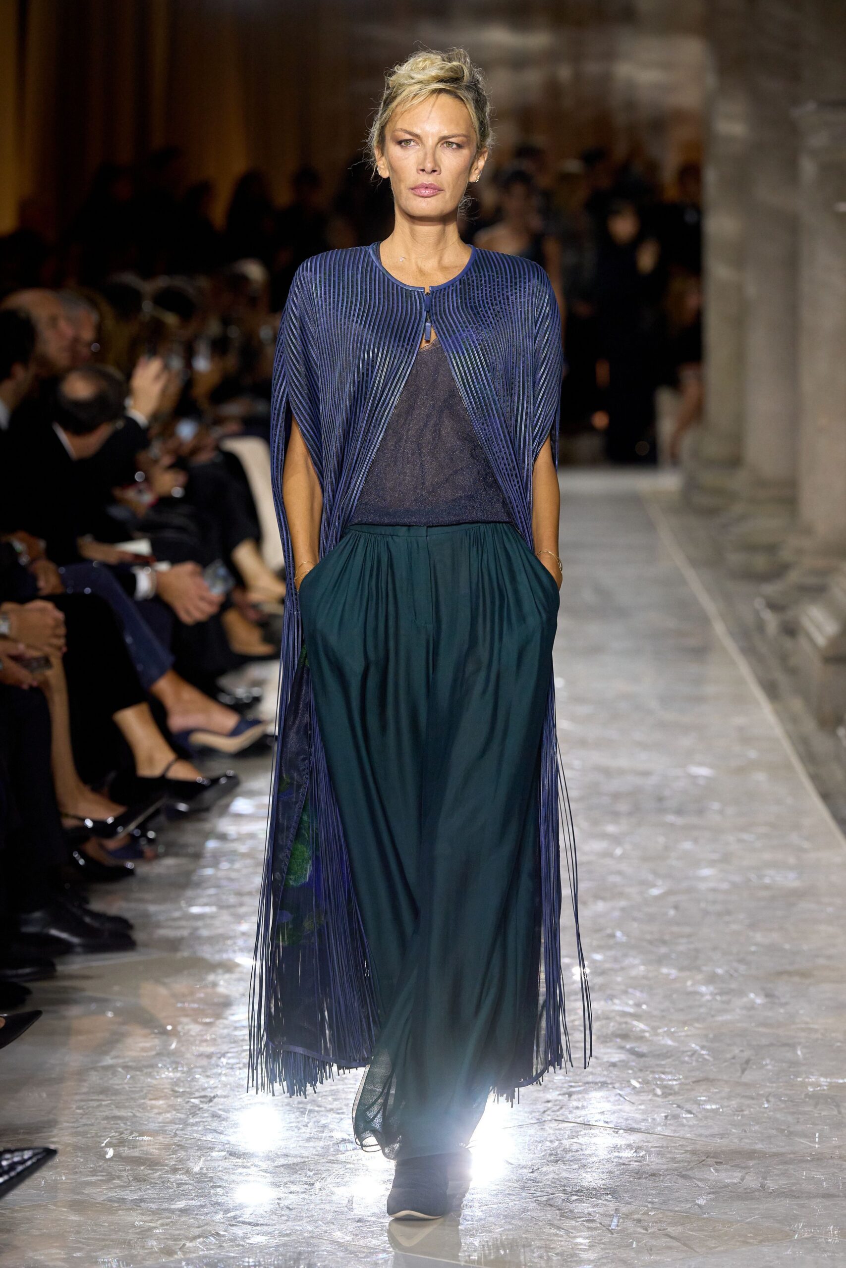 green chiffon relaxed pleated flowing maxi skirt