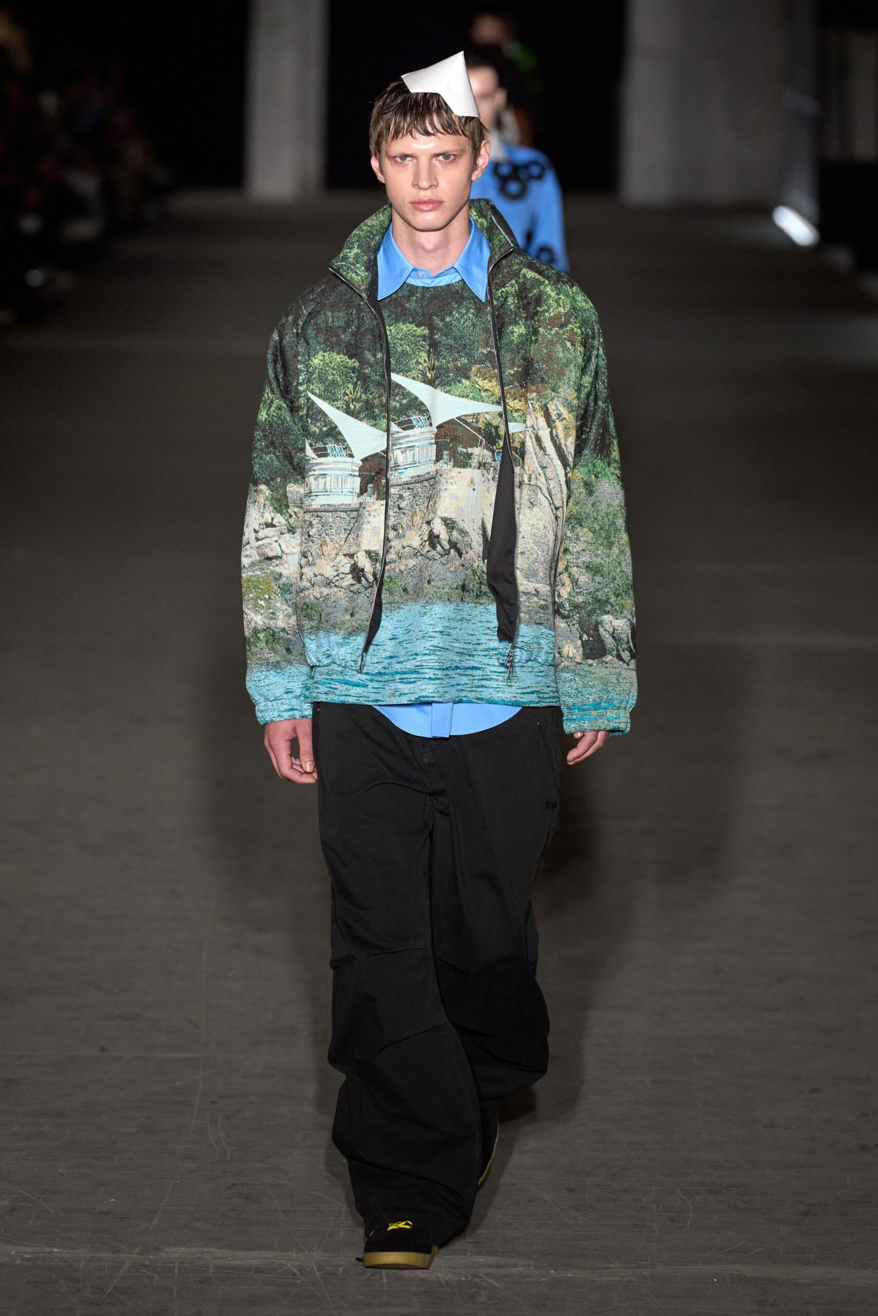 green cotton long-sleeve hooded relaxed printed hoodie