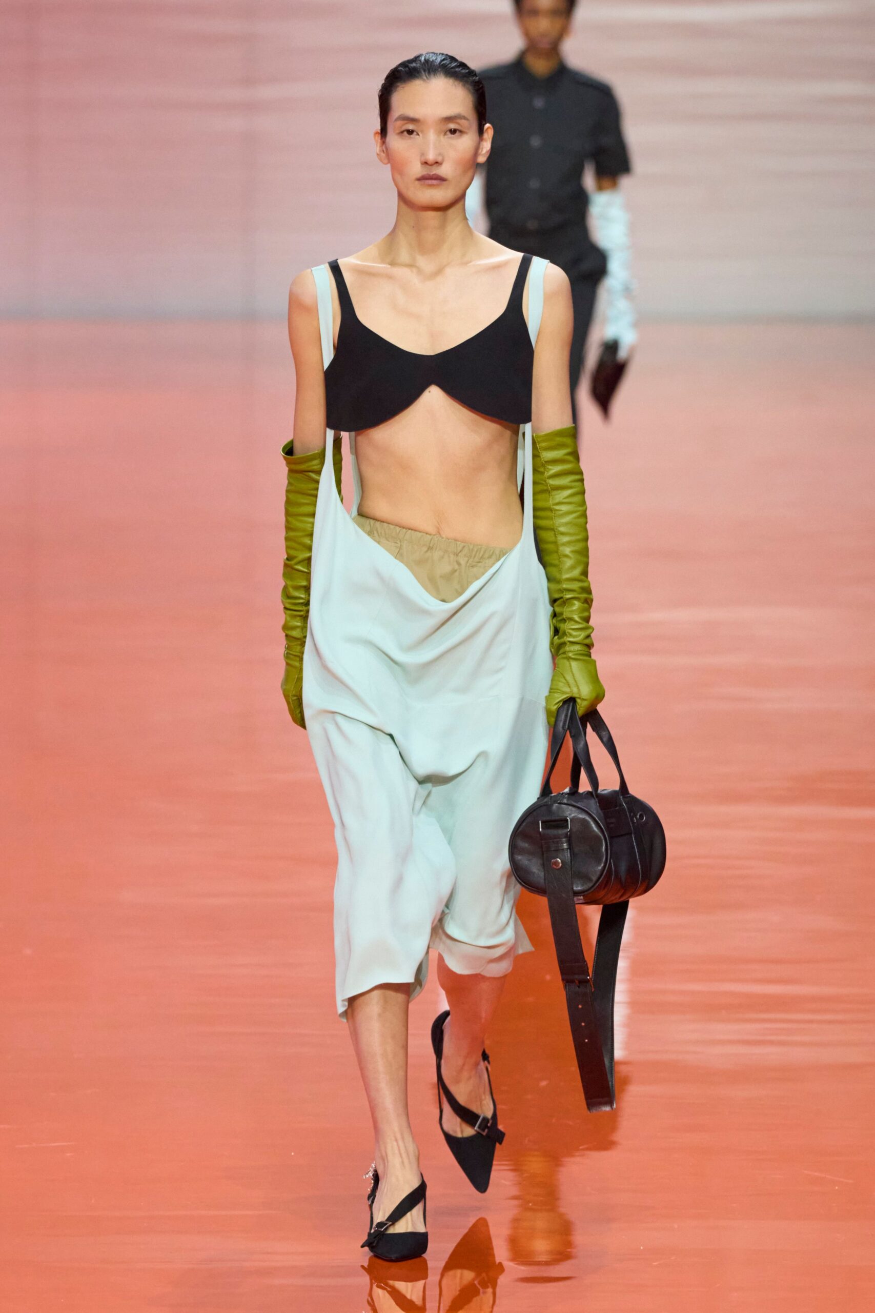 green leather fitted gloves