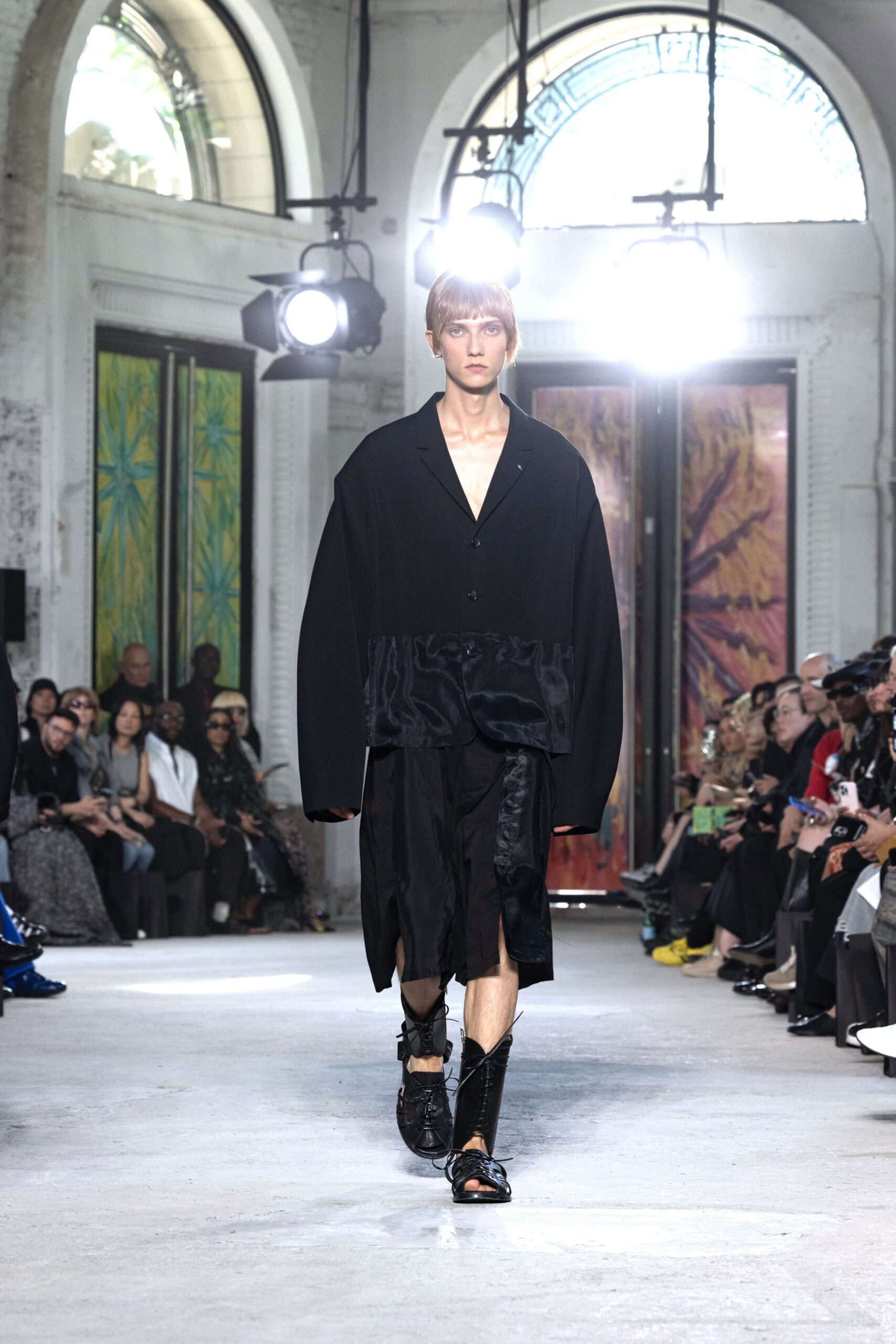 black silk asymmetric relaxed skirt