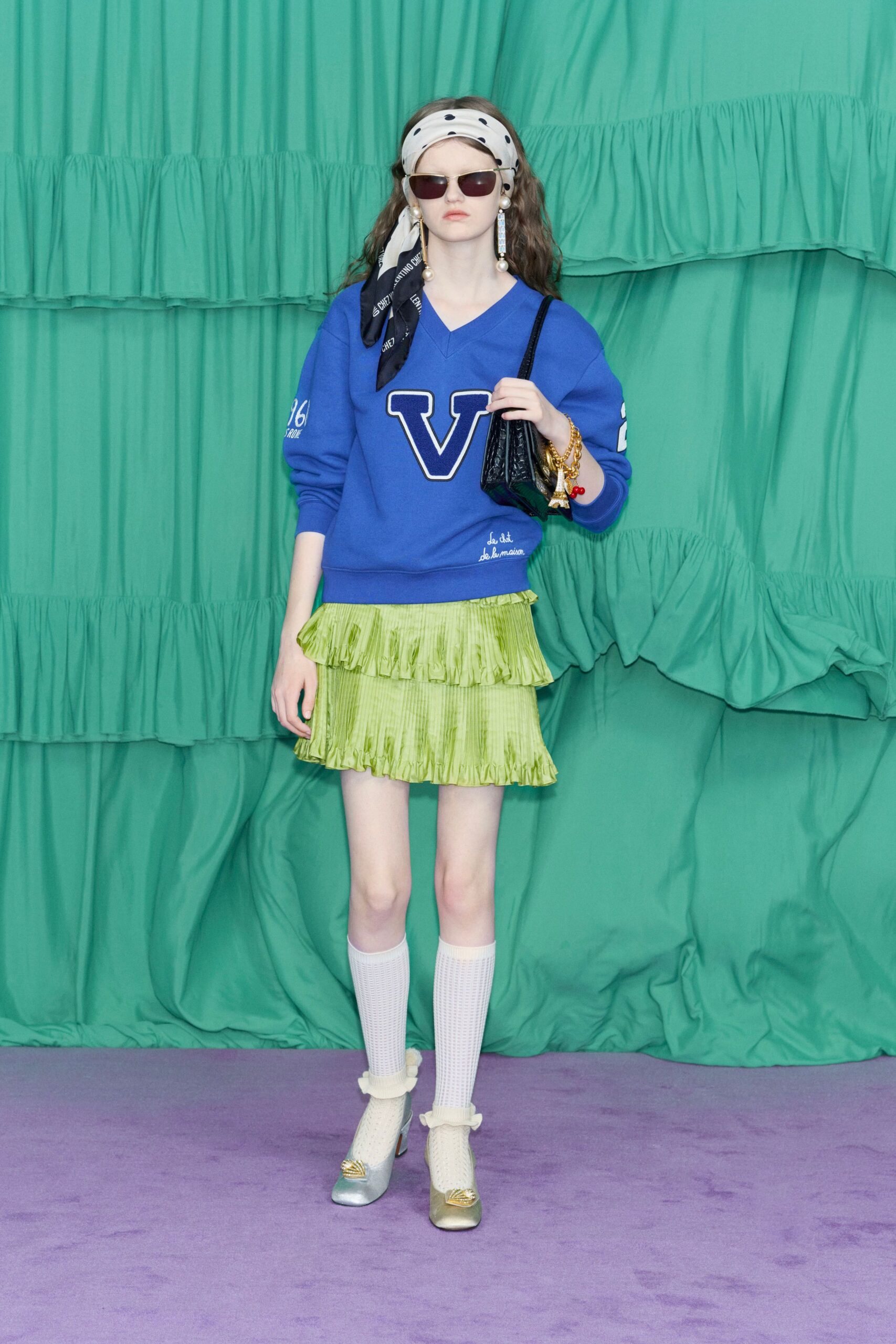 green silk fitted fringed mini skirt