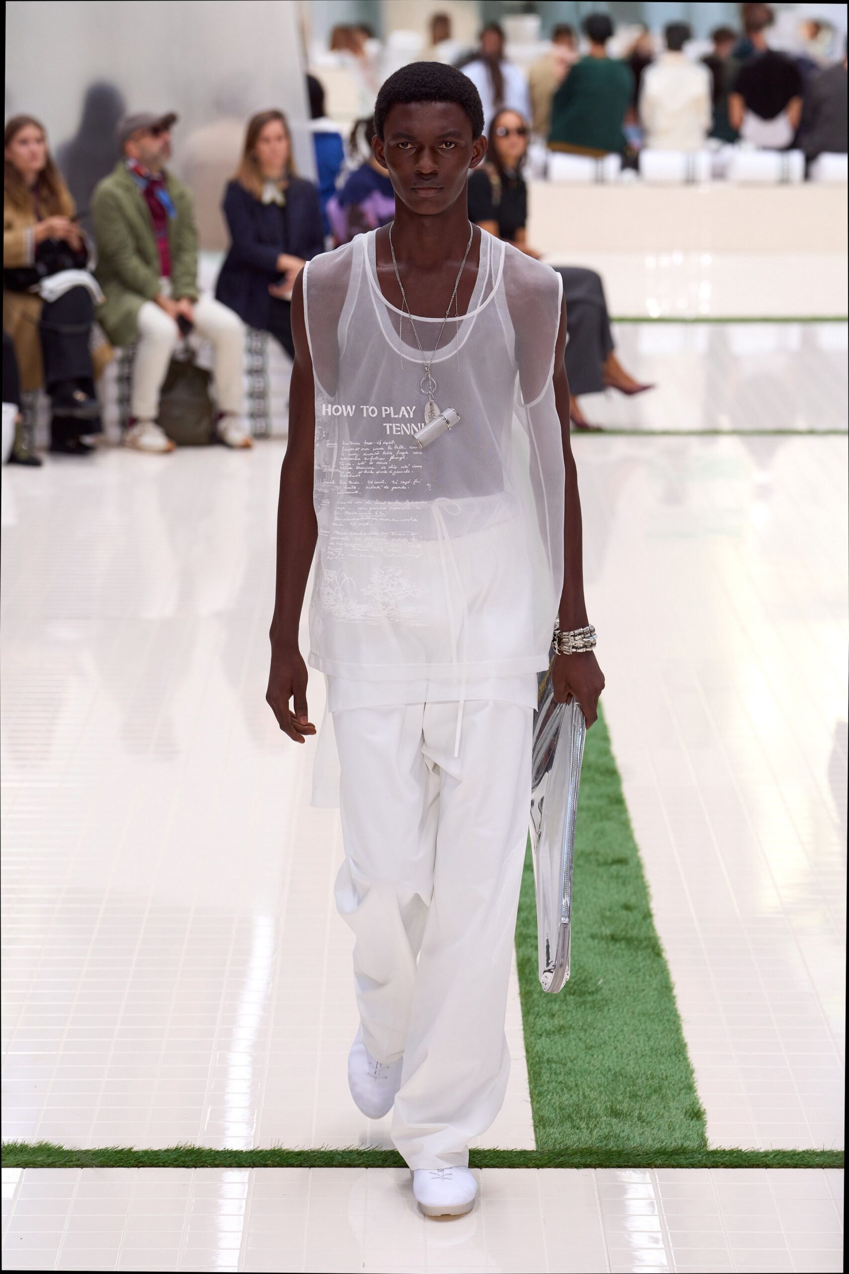 white cotton sleeveless high-neck relaxed printed sheer top