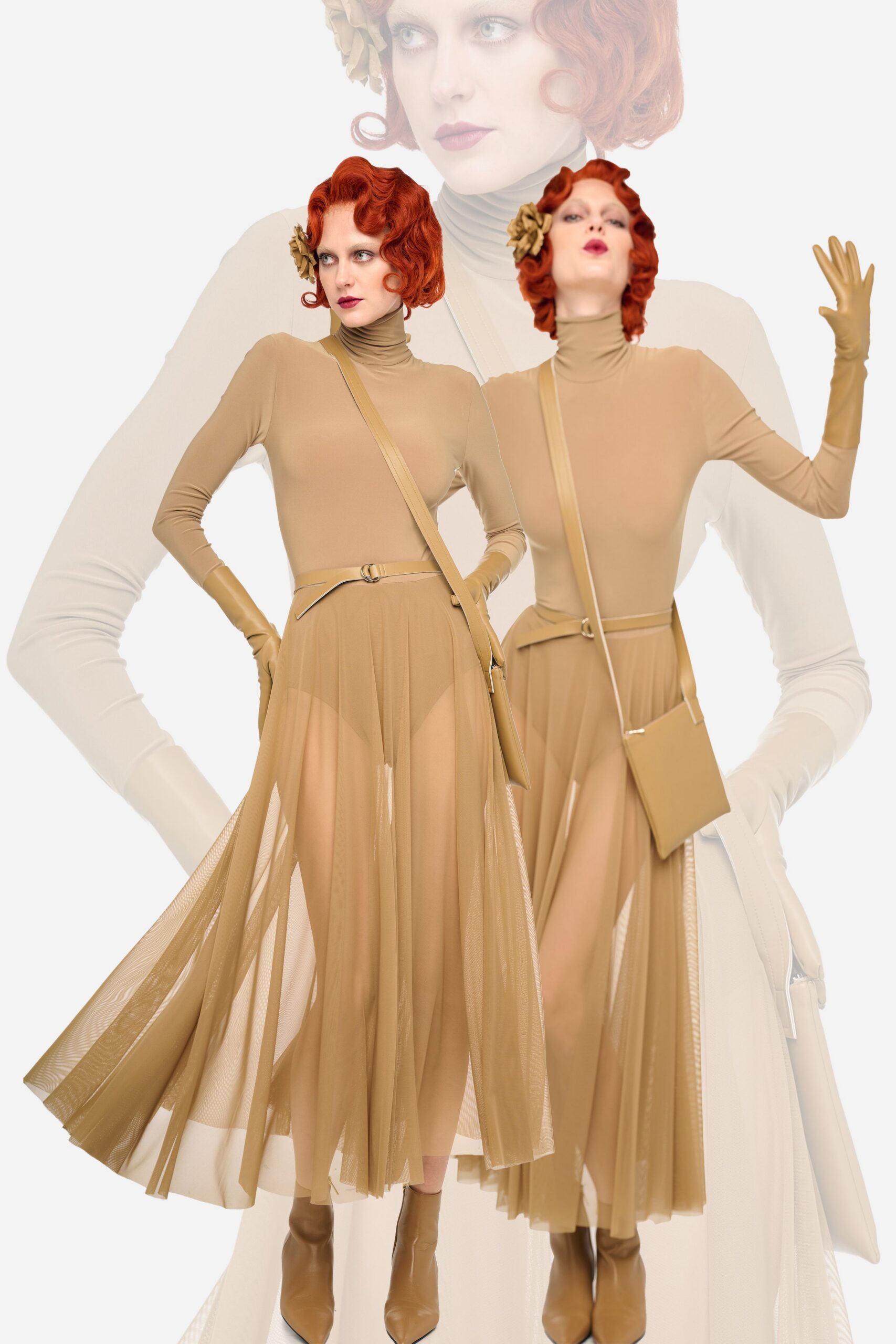 beige fitted gloves