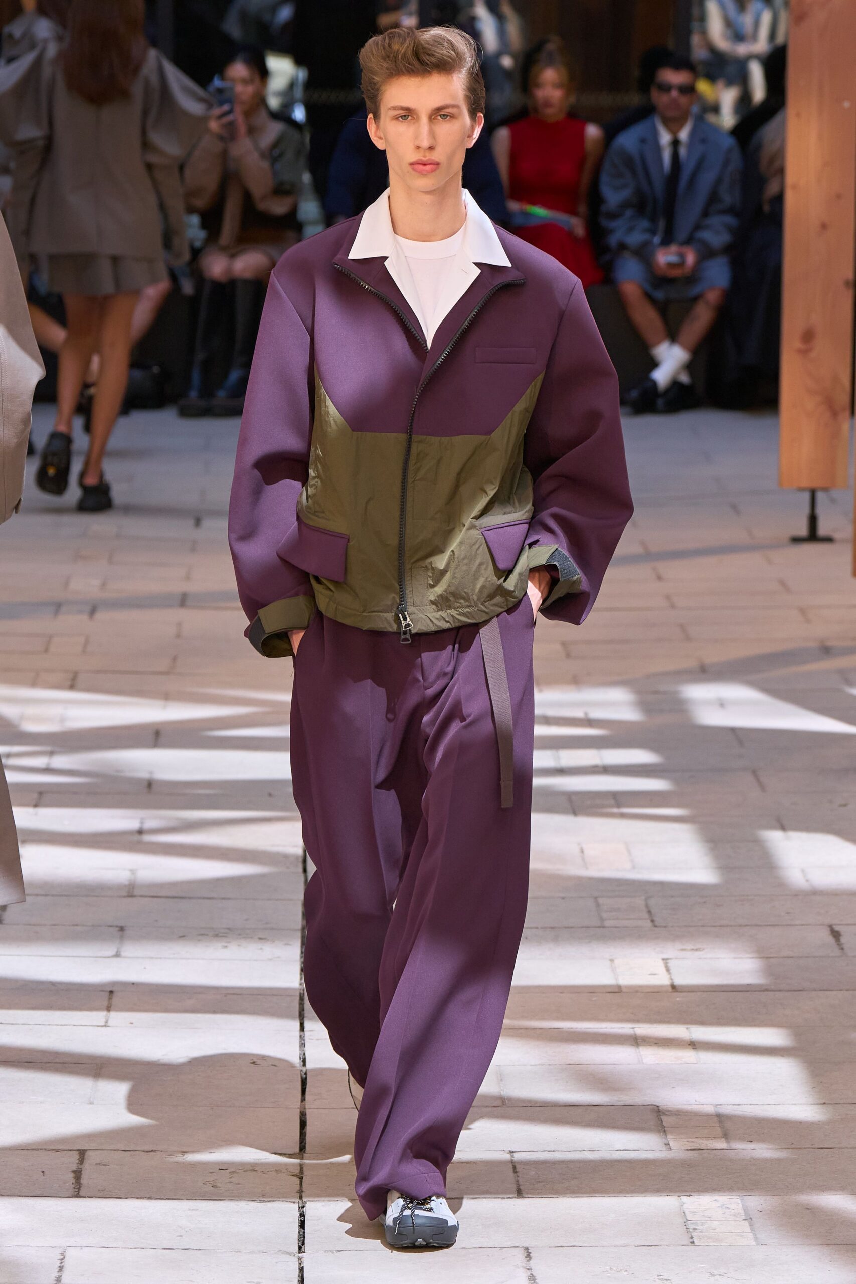 purple green relaxed jacket and pants