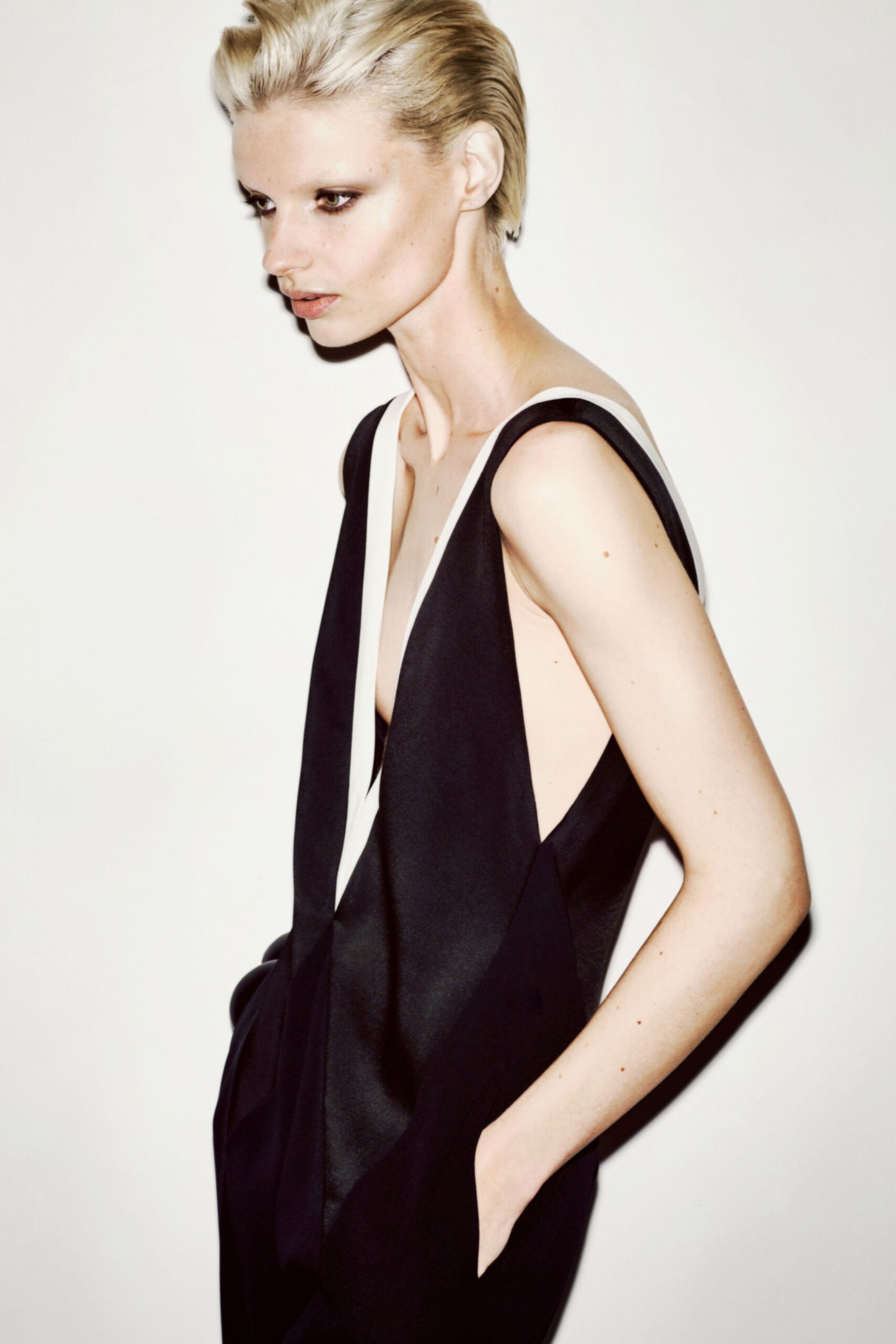 black silk sleeveless jumpsuit