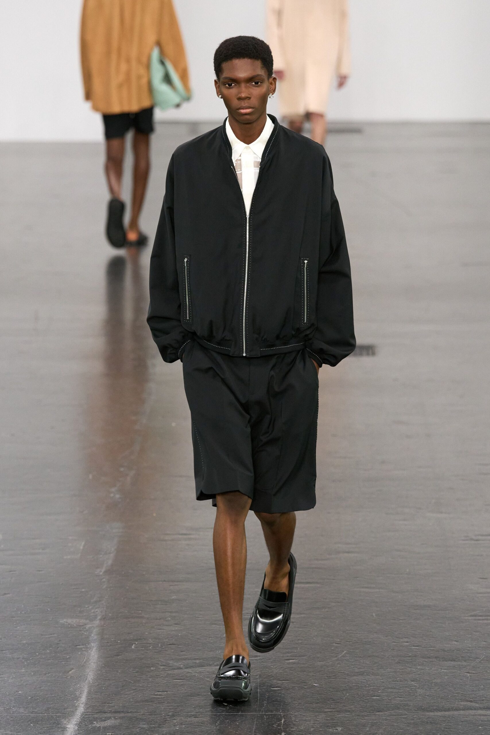 black relaxed jacket with shorts