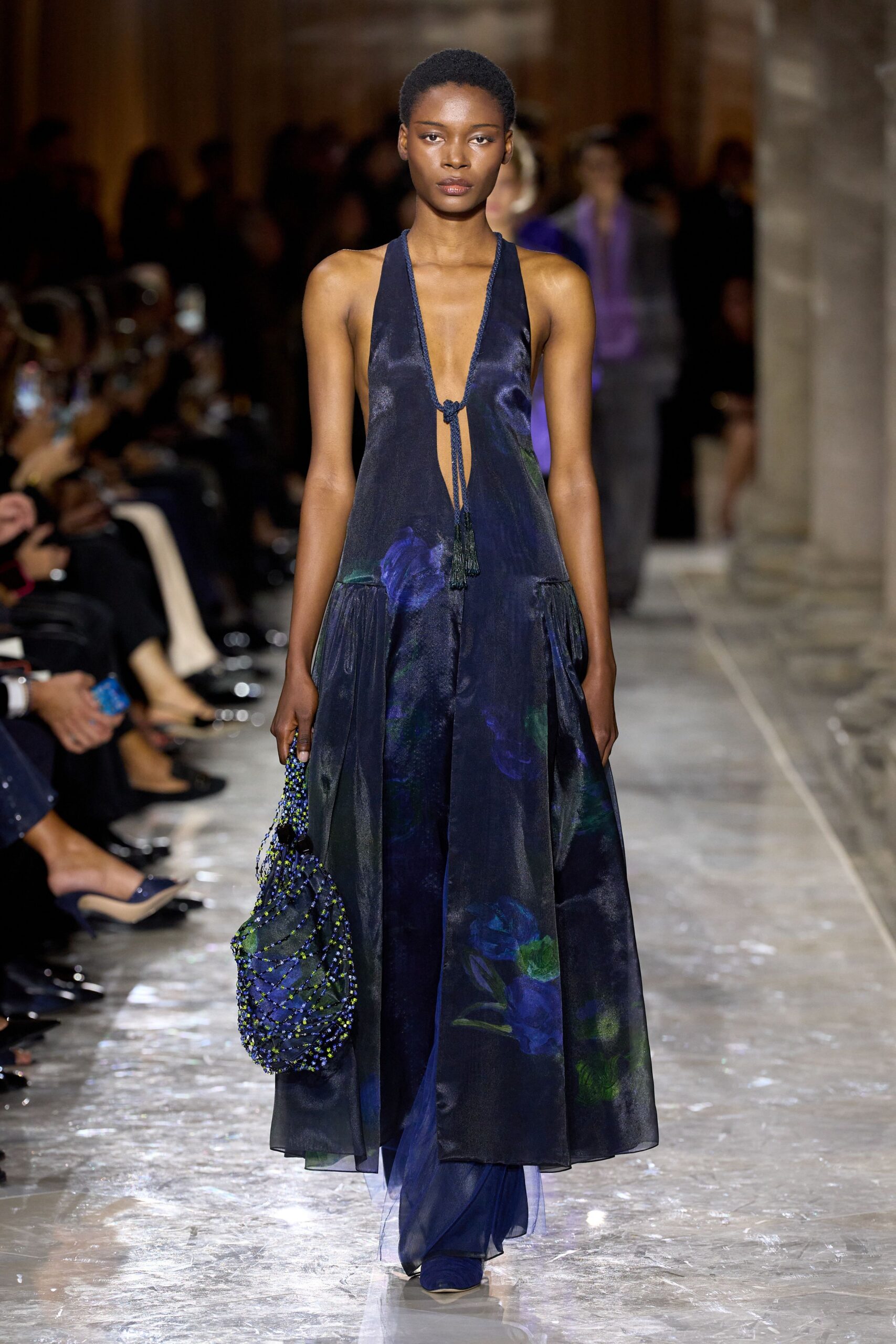 floral silk maxi gown with bag