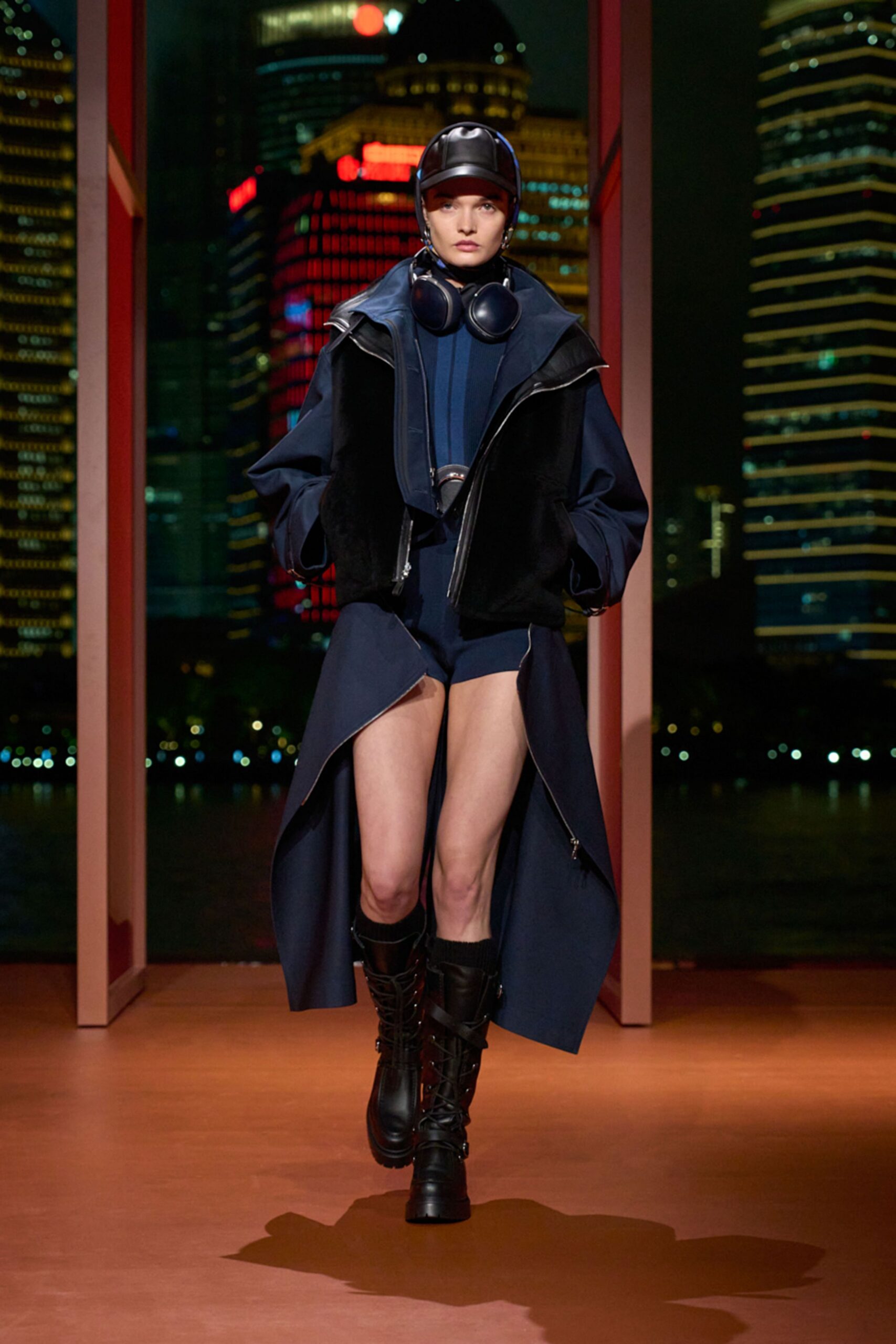 black and blue relaxed coat