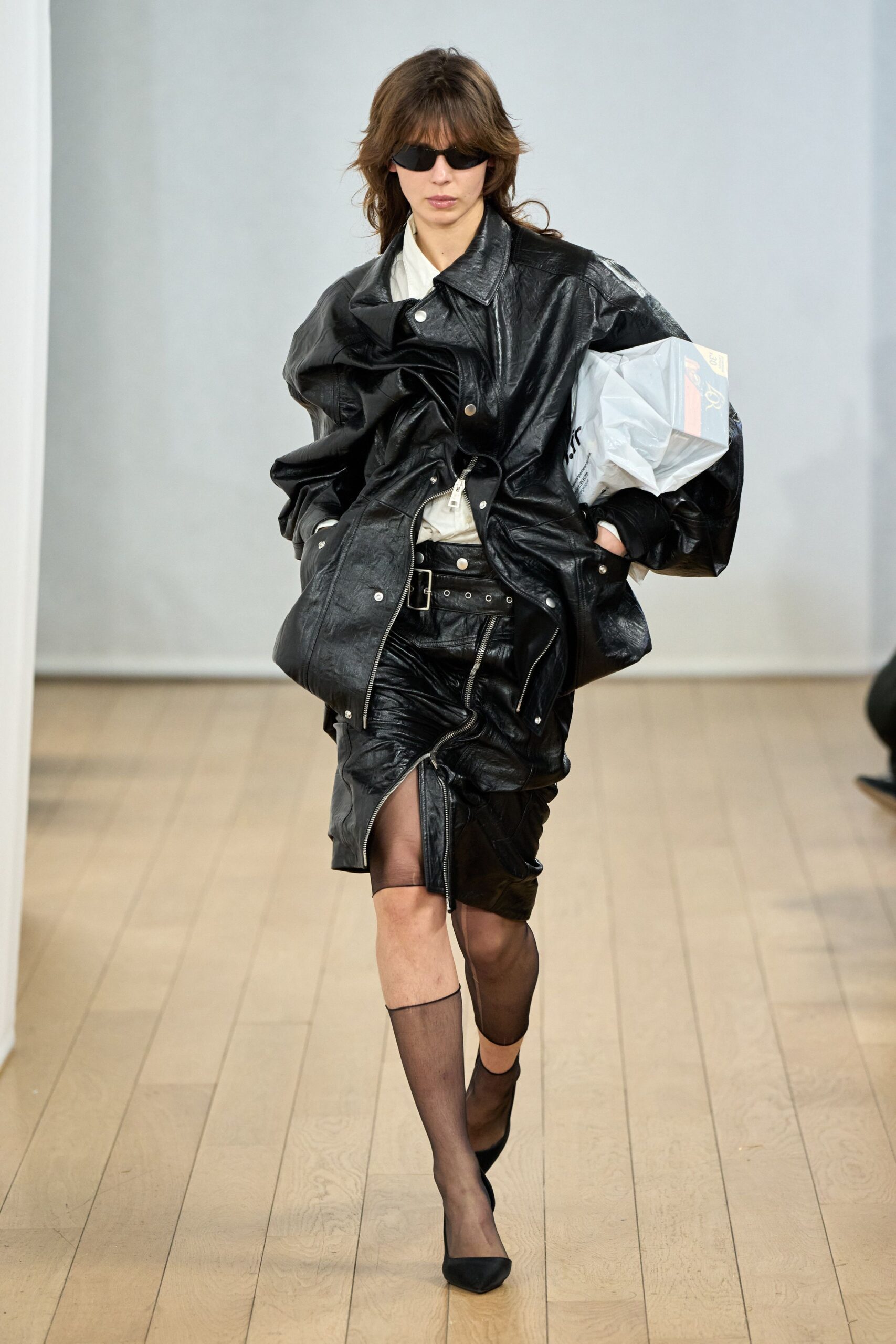 black leather oversized jacket