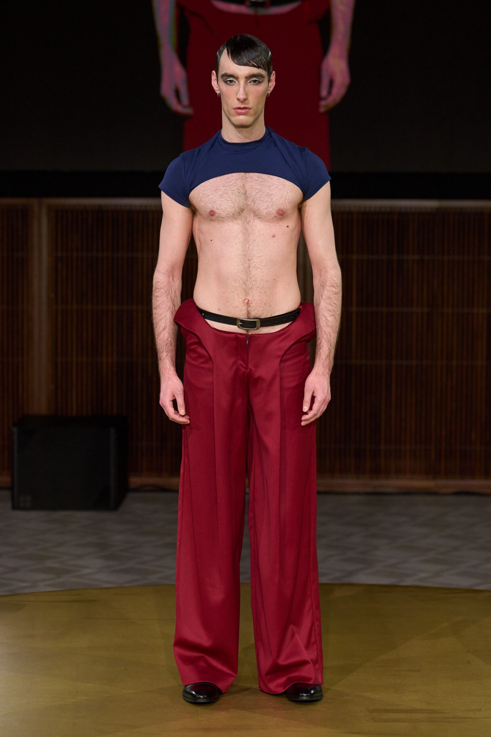 red relaxed wide-leg pants