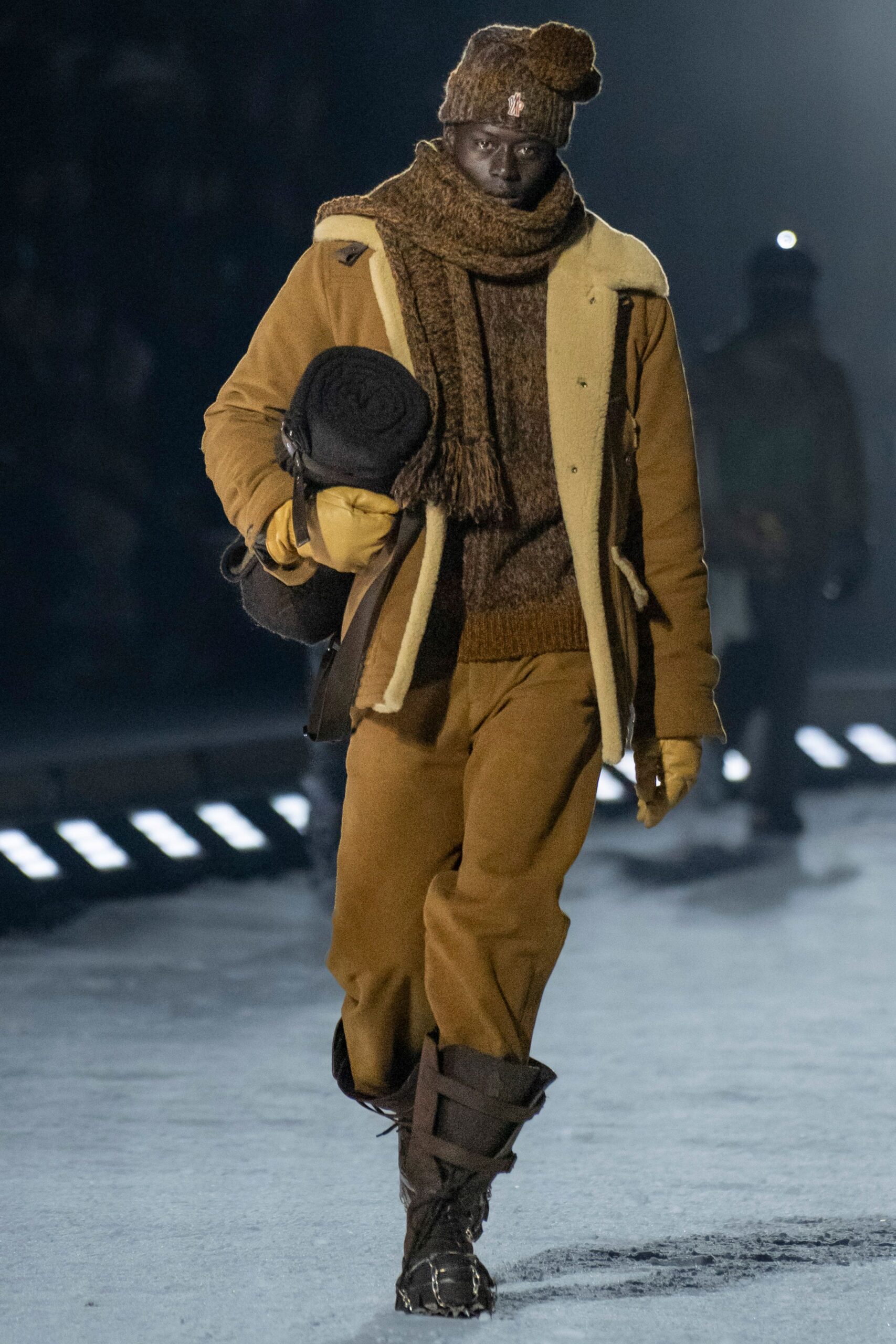 brown wool relaxed coat and sweater