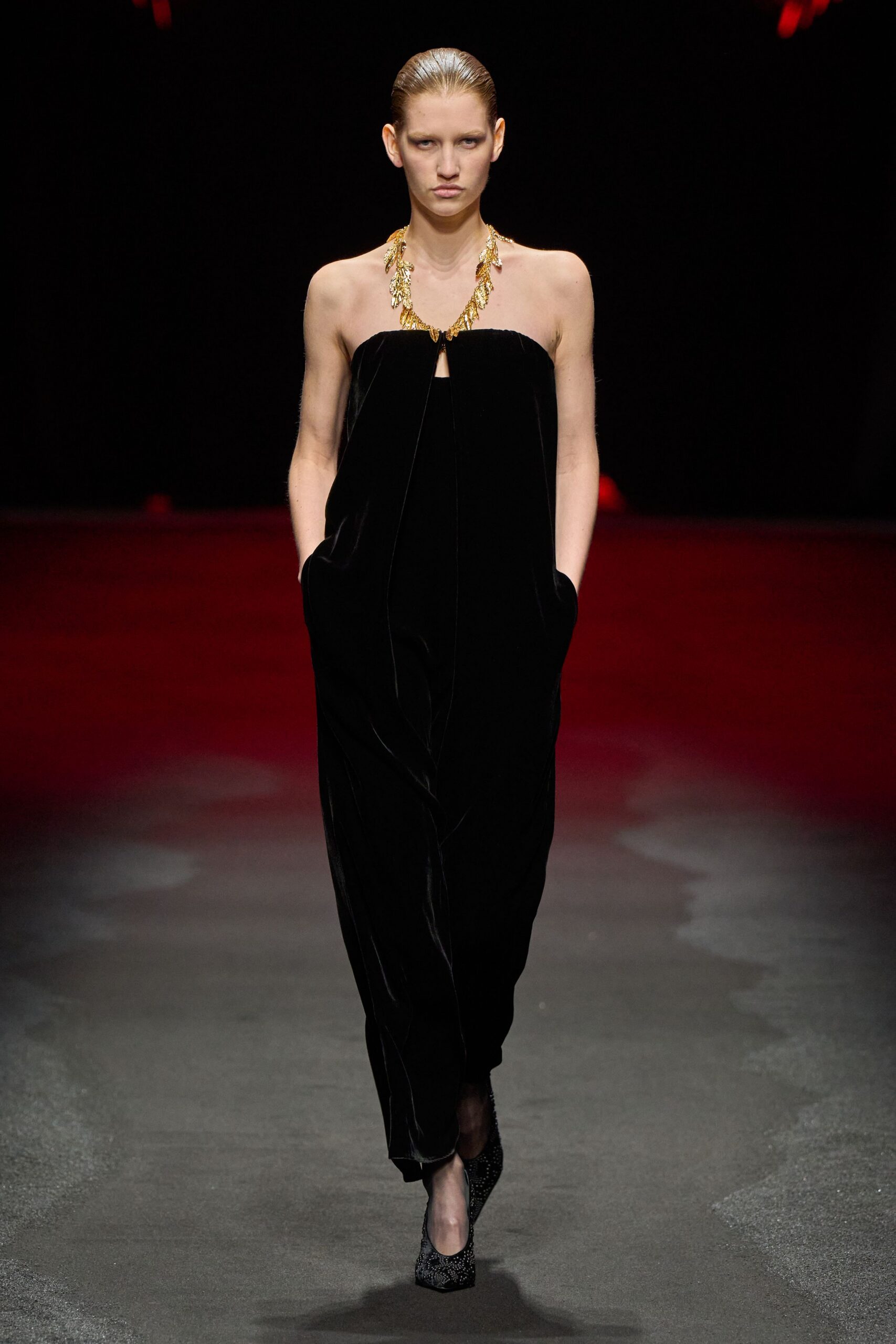black velvet fitted jumpsuit