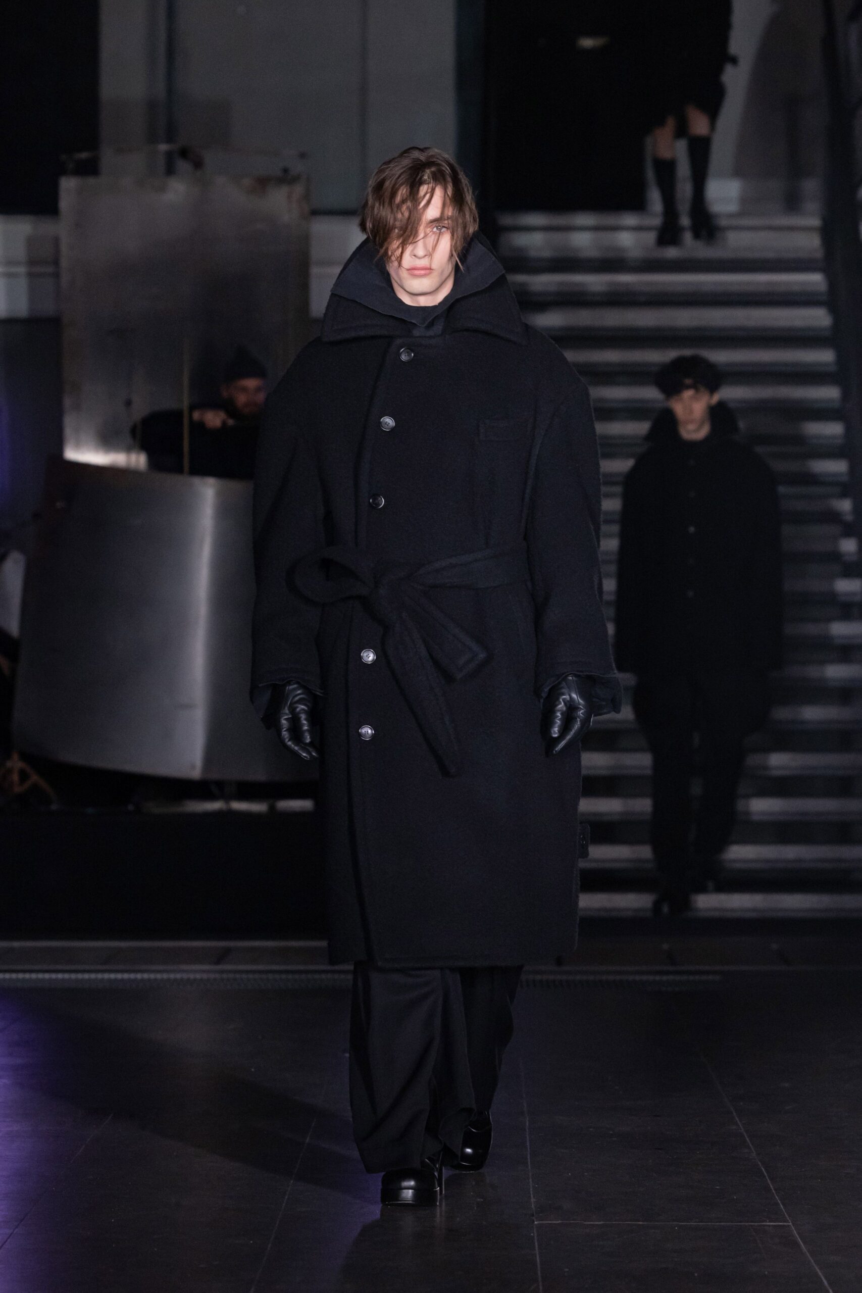 black wool coat and pants