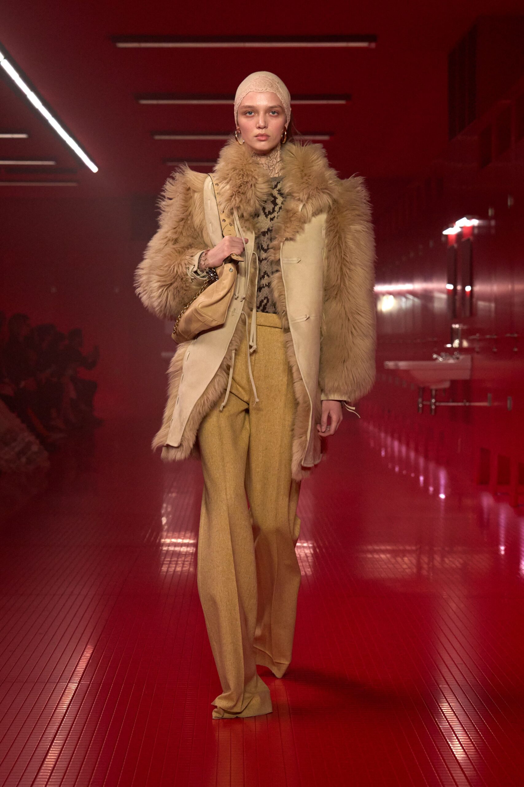 yellow wool tailored high-waisted straight-leg pants