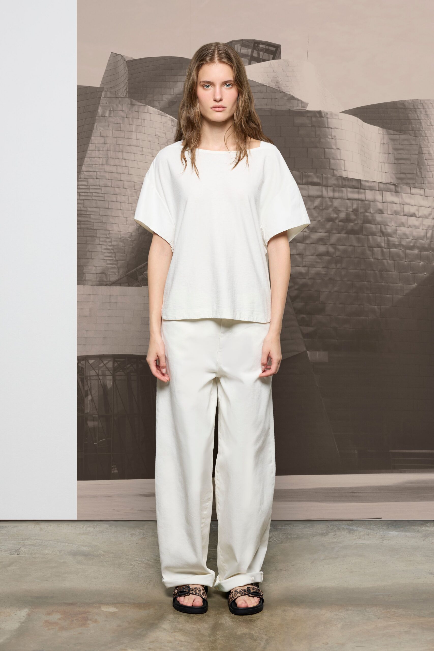 white relaxed top and pants