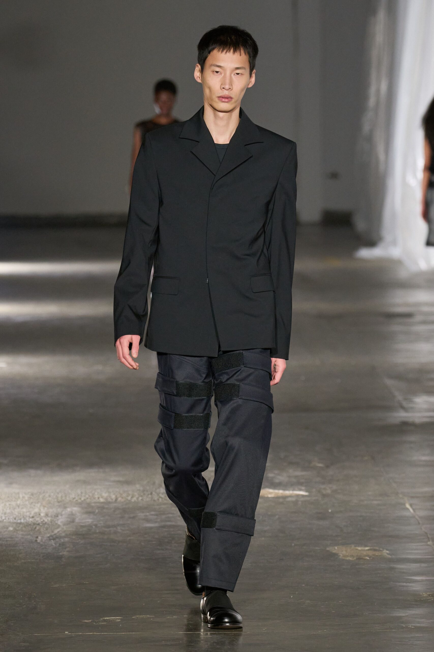 black blazer and cargo pants